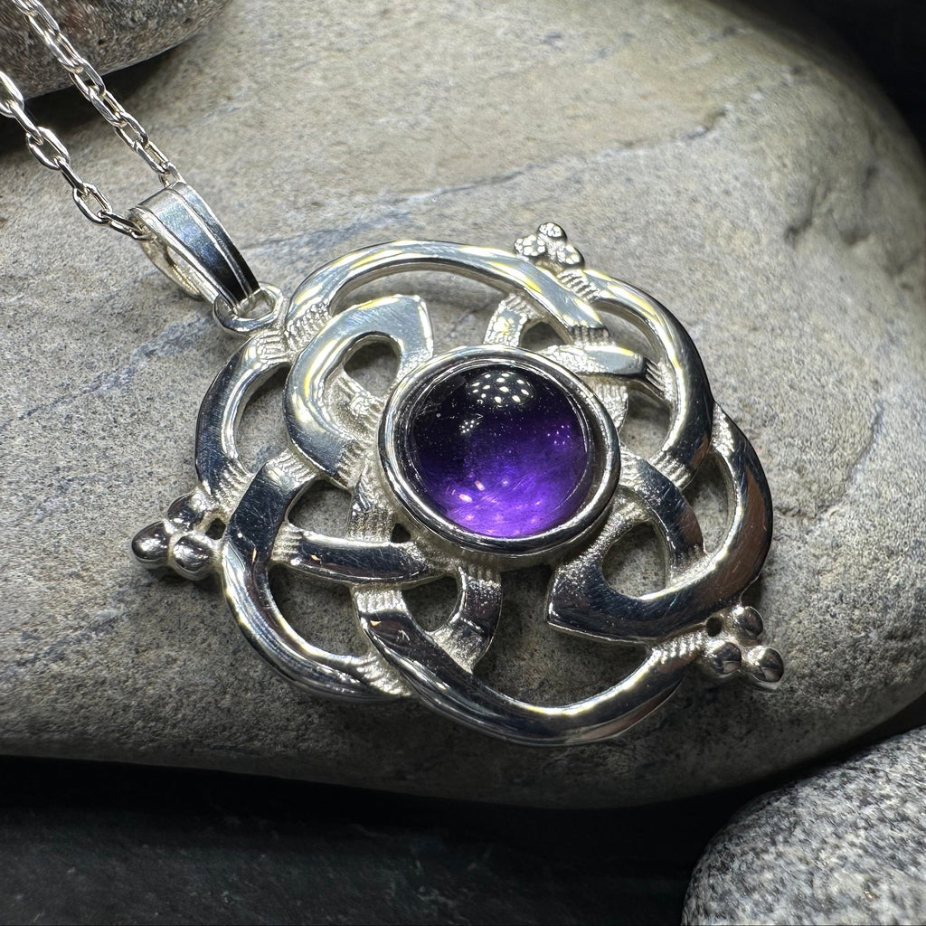 Kyrie Amethyst Celtic Knot Necklace - Handmade in Scotland