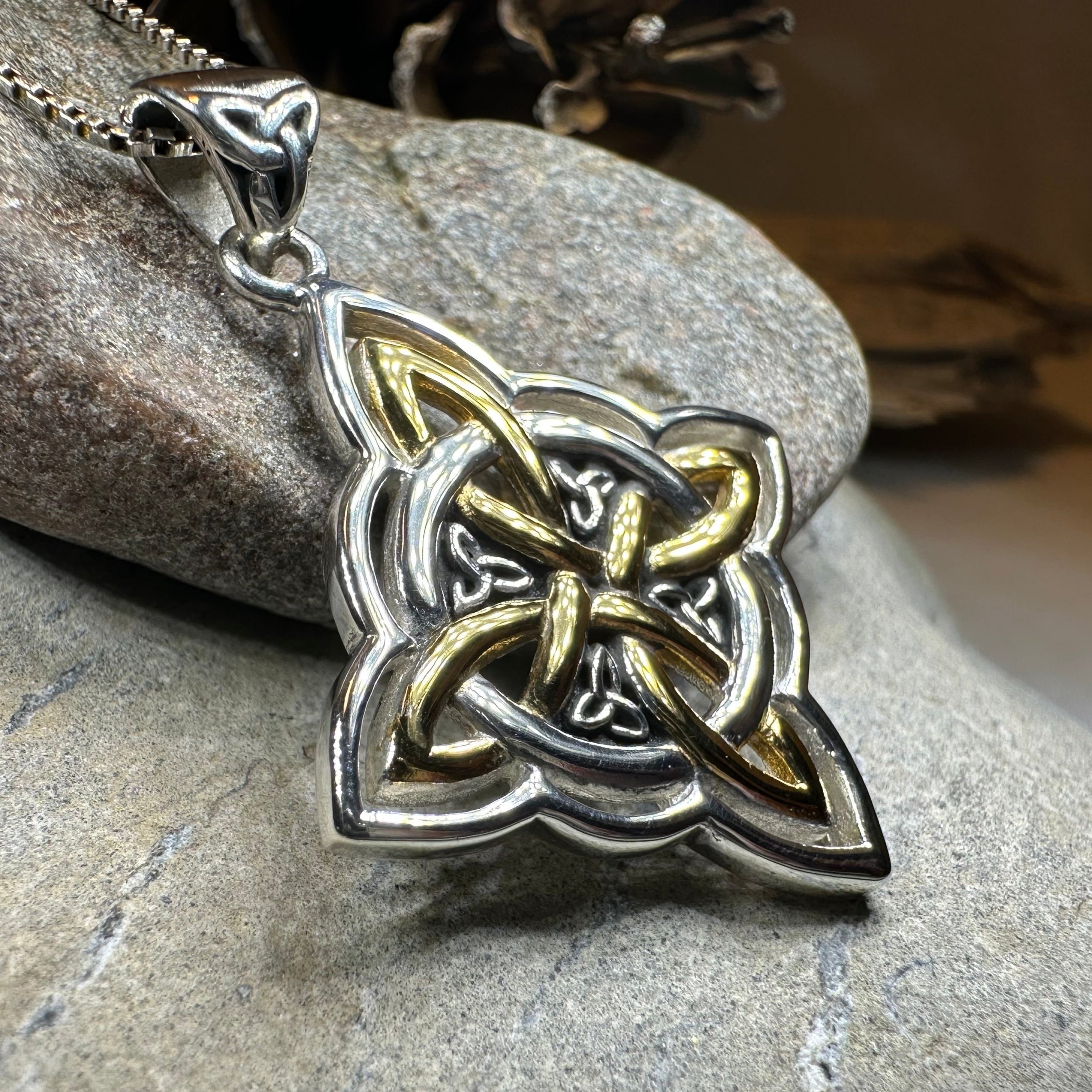 Classic Quaternary Knot Necklace in Sterling Silver