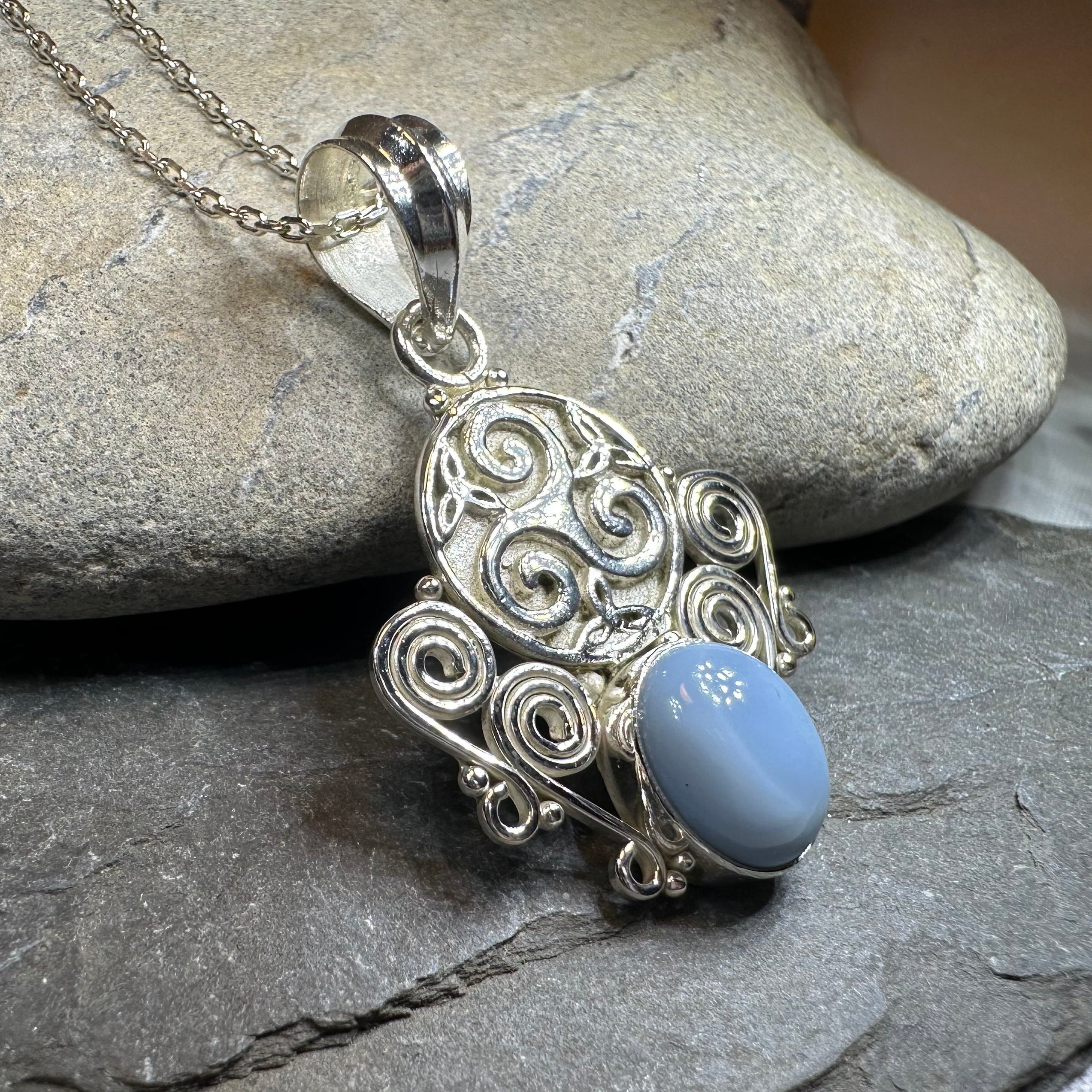 Lyria Celtic Triple Spiral Necklace in Sterling Silver