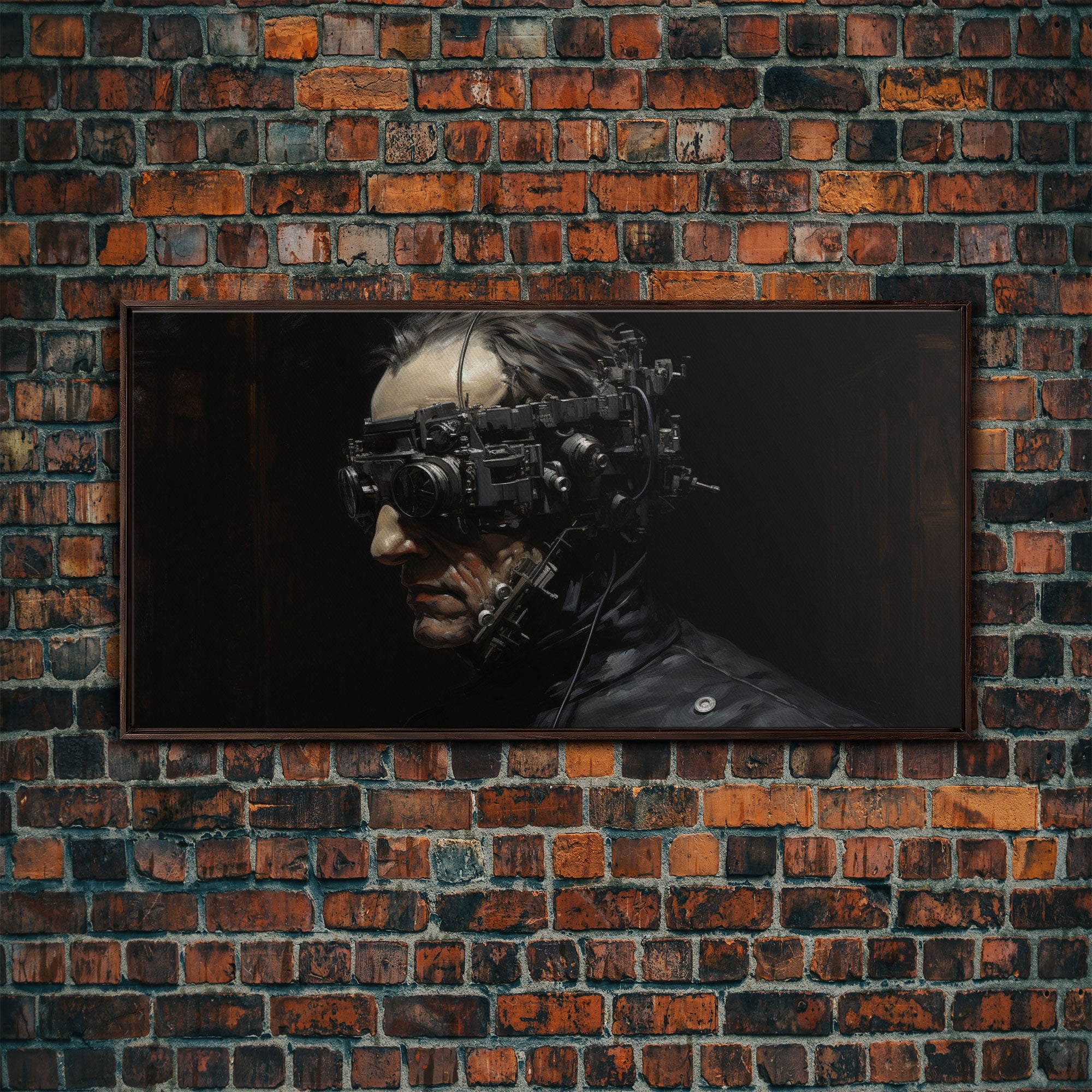 Victorian Steampunk Cyborg, Framed Canvas Print, Horror Prints, Halloween Wall Art, Halloween Themed Decor