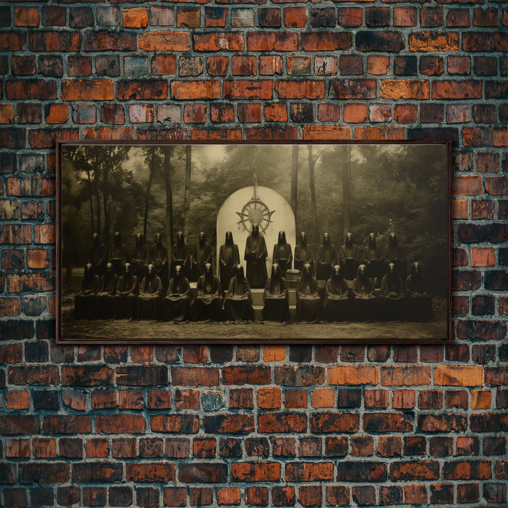 The Forest Witch Coven, Green Witches, Witch Art, Creepy Halloween Decor, Framed Canvas Print, Vintage Tintype Photo Art, Halloween Print