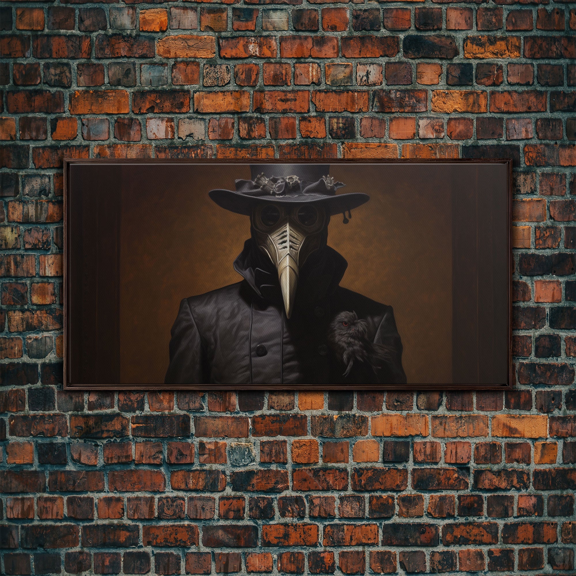 The Plague Doctor, Dark Academia, Framed Canvas print, Halloween Art Prints, Spooky Victorian Oil Painting Print, Halloween Decor