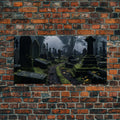 Moss Covered Cemetary, Haunted Graveyard Photography, Halloween Decor, Framed Canvas Print, Halloween Wall Art