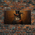 Gothic Victorian Owl Portrait, Framed Canvas Print, Halloween Wall Art, Unique Wall Decor, Owl Painting