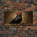 The Crow King, Framed Canvas Print, Cool Halloween Decor, Gothic Raven Art, Victorian Oil Painting, Halloween Art, Goth Decor