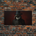 The Raven Plague Doctor, Dark Academia, Framed Canvas print, Halloween Art Prints, Spooky Victorian Oil Painting Print, Halloween Decor