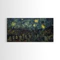 Starry Night Inspired Haunted Cemetery, Framed Canvas Print, Spooky Season Gift Idea, Halloween Decor, Halloween Prop