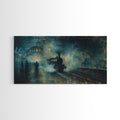 Haunted Railway, Spooky Wall Art, Framed Canvas Print, Unique Halloween Wall Art Gift Idea, Halloween Props