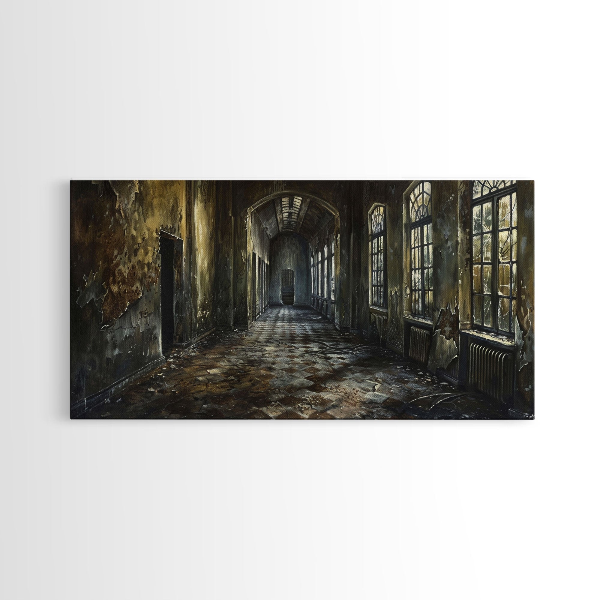 Insane Asylum Canvas Print, Wood Framed Wall Art, Creepy Dark Academia Spooky Season, Spooky Vibes, Halloween Prop Gift Idea