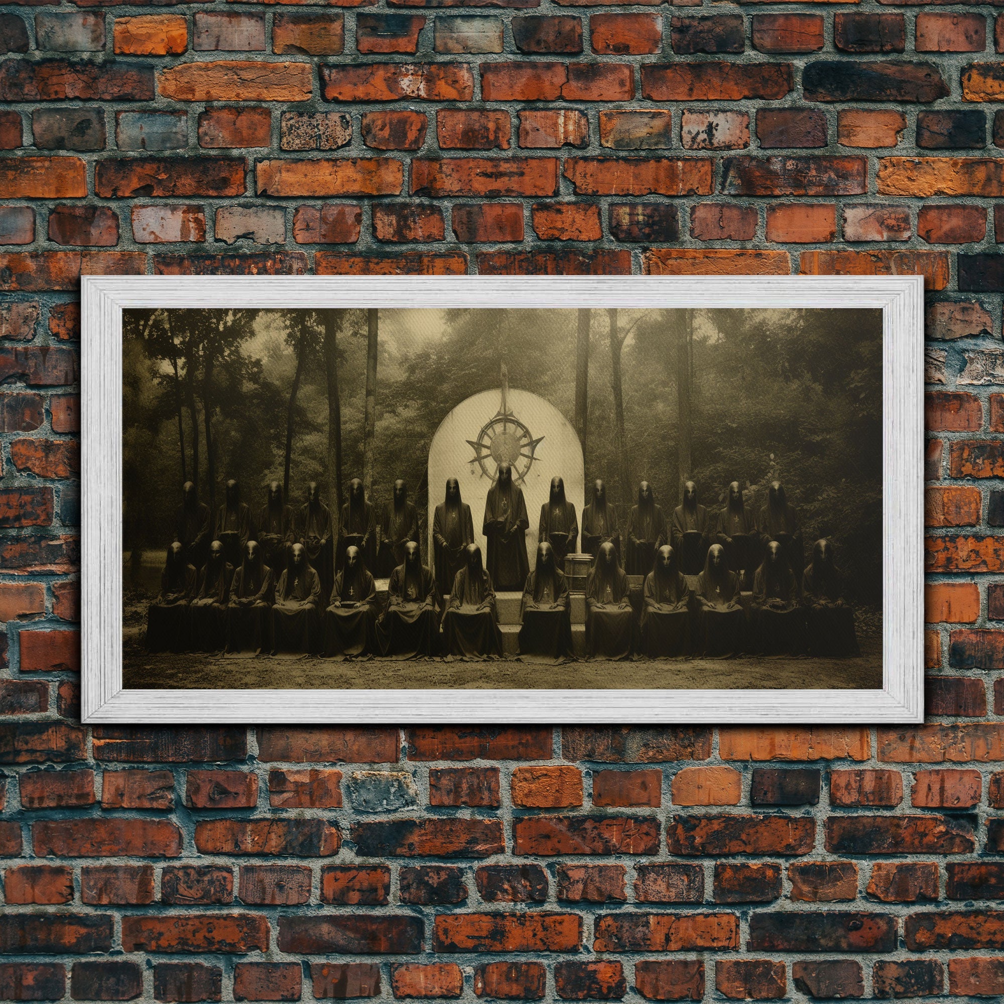 The Forest Witch Coven, Green Witches, Witch Art, Creepy Halloween Decor, Framed Canvas Print, Vintage Tintype Photo Art, Halloween Print
