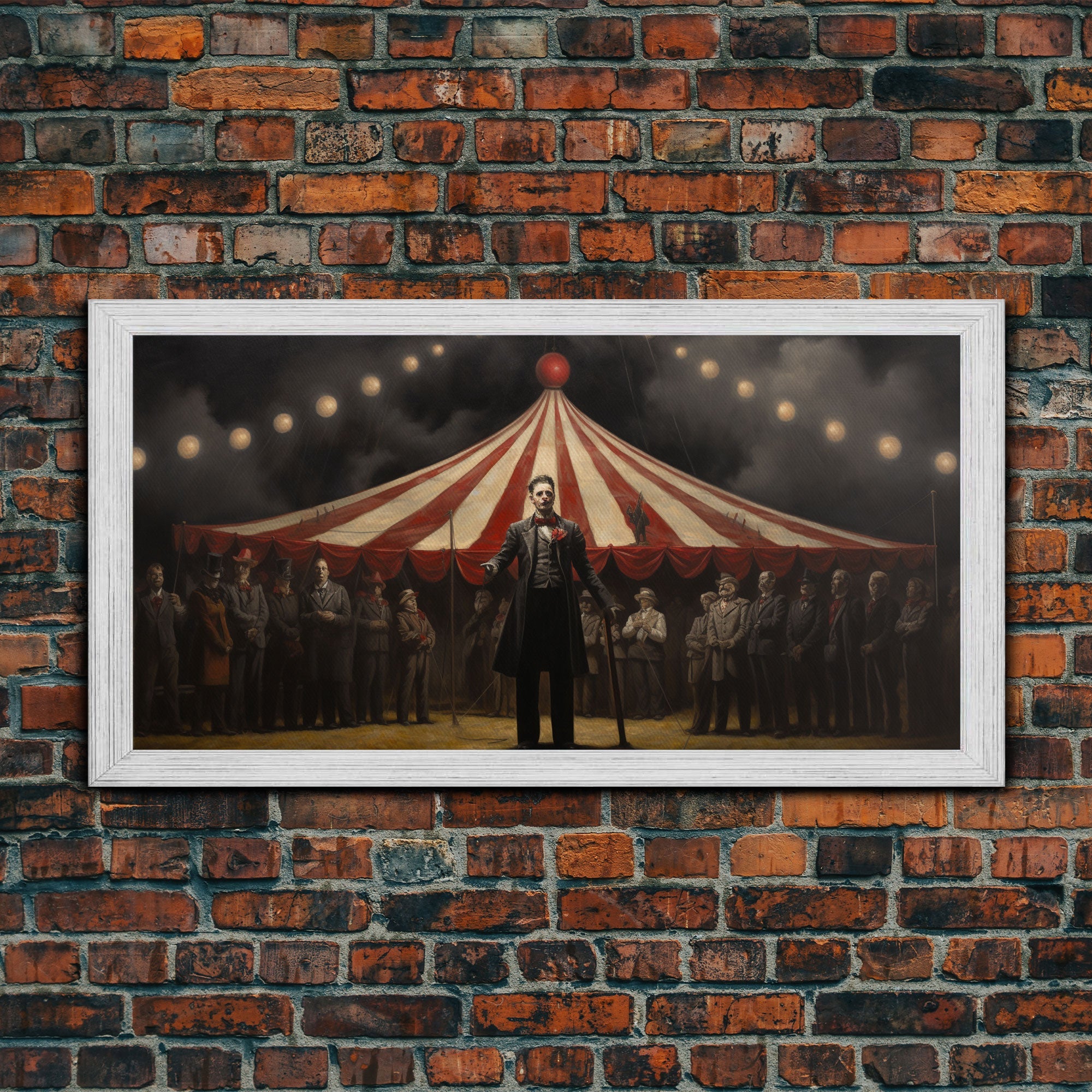 The Cursed Circus, Unique Halloween Art, Framed Canvas Print, Halloween Poster Art, Horror Prints, Victorian Oil Painting, Halloween Decor