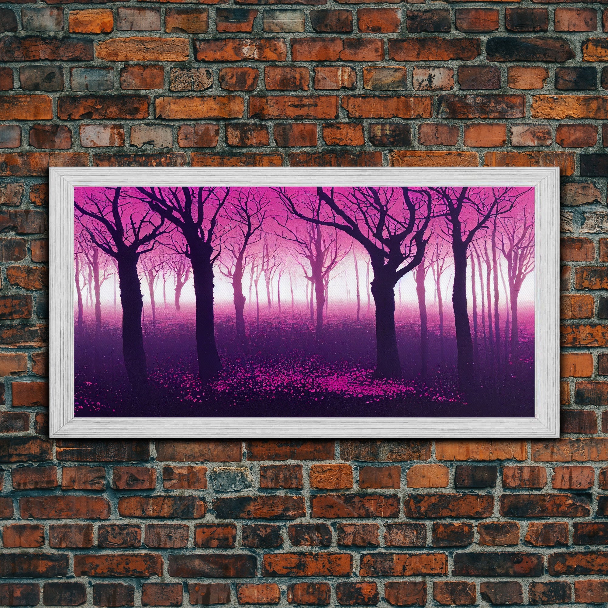 Purple Haunted Forest, Surreal Abstract Trippy Psychedelic Art, Ready To Hang Canvas Print, Framed Wall Art