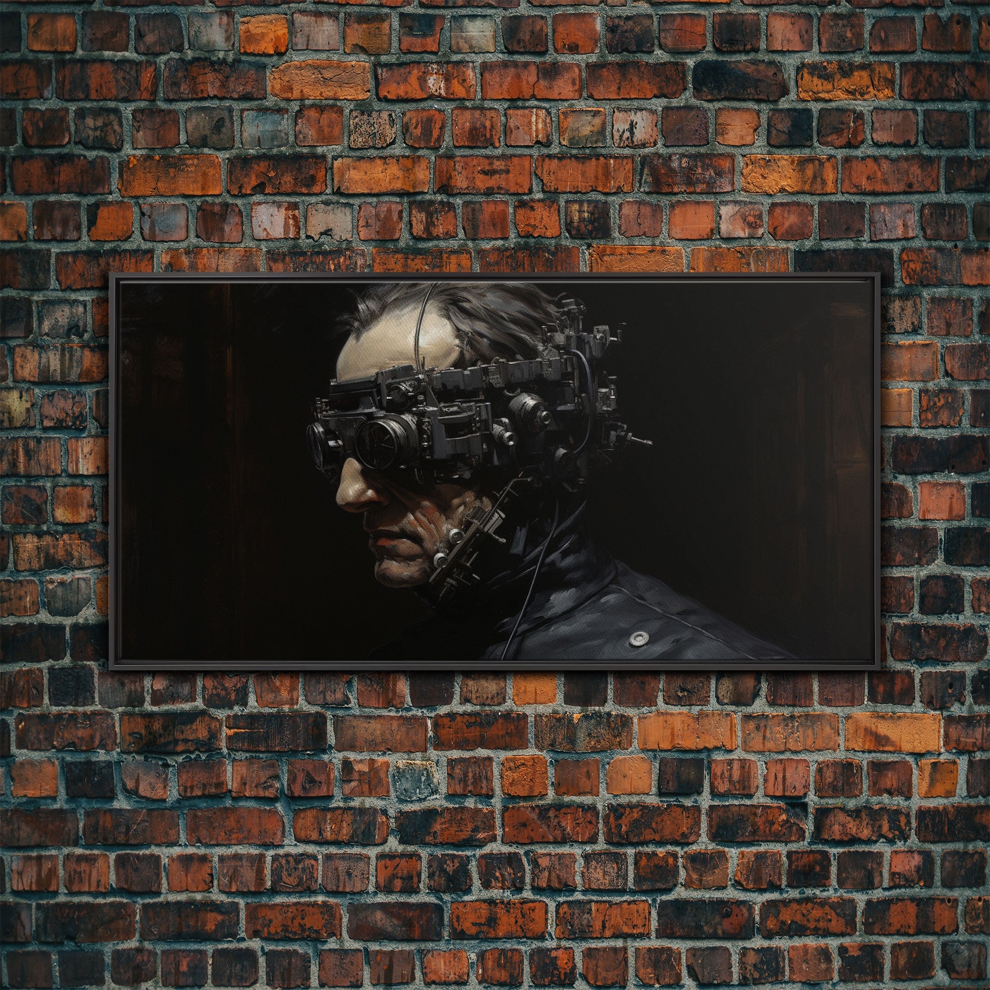 Victorian Steampunk Cyborg, Framed Canvas Print, Horror Prints, Halloween Wall Art, Halloween Themed Decor