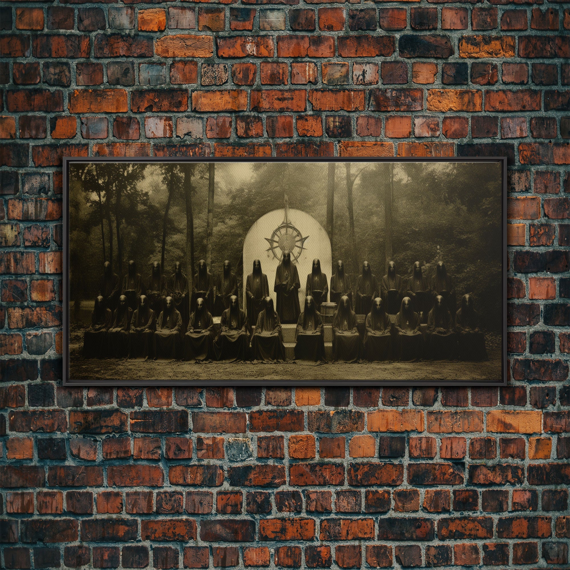 The Forest Witch Coven, Green Witches, Witch Art, Creepy Halloween Decor, Framed Canvas Print, Vintage Tintype Photo Art, Halloween Print