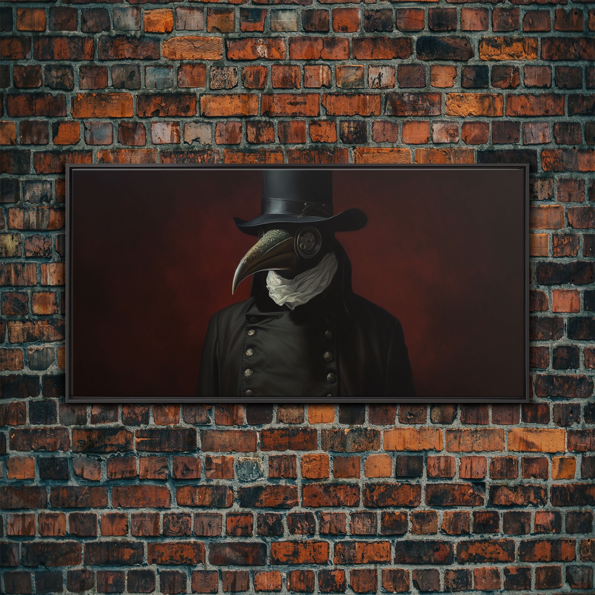 The Raven Plague Doctor, Dark Academia, Framed Canvas print, Halloween Art Prints, Spooky Victorian Oil Painting Print, Halloween Decor