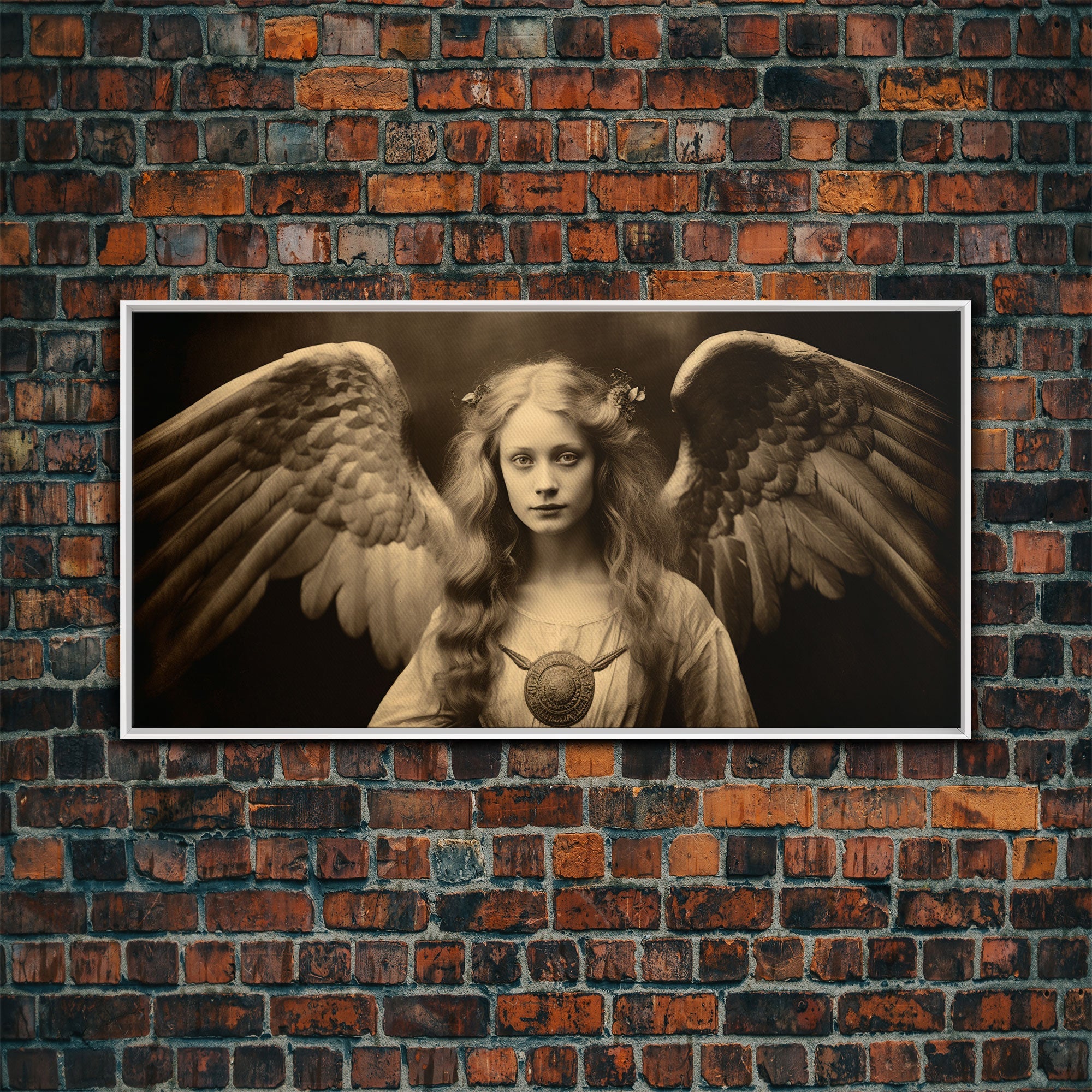 Tintype Photo Of An Angel, Angel Art, Angel Painting, Framed Canvas Print, Guardian Angel, Angel Art Print, Angel Wings, Religious Art