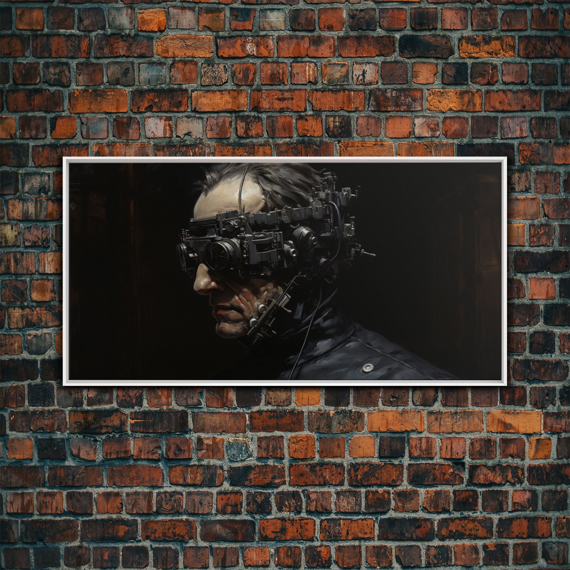 Victorian Steampunk Cyborg, Framed Canvas Print, Horror Prints, Halloween Wall Art, Halloween Themed Decor