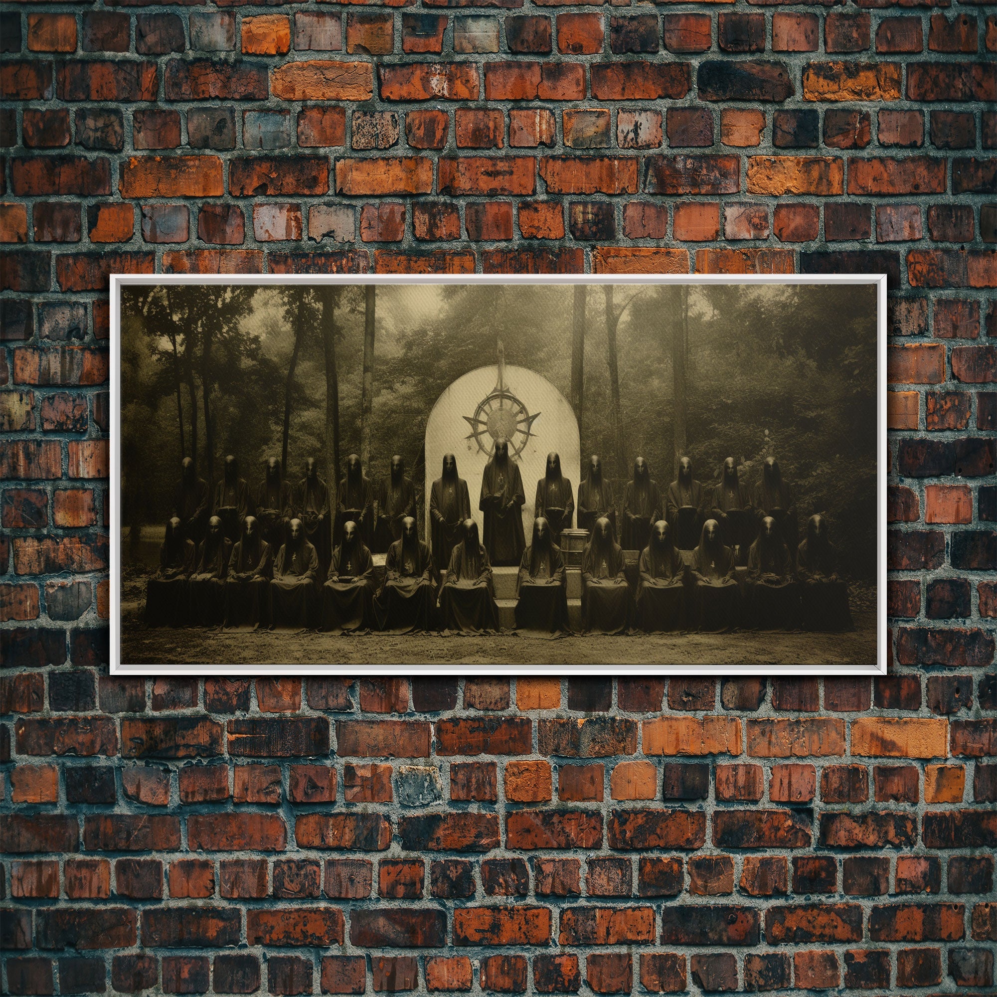 The Forest Witch Coven, Green Witches, Witch Art, Creepy Halloween Decor, Framed Canvas Print, Vintage Tintype Photo Art, Halloween Print