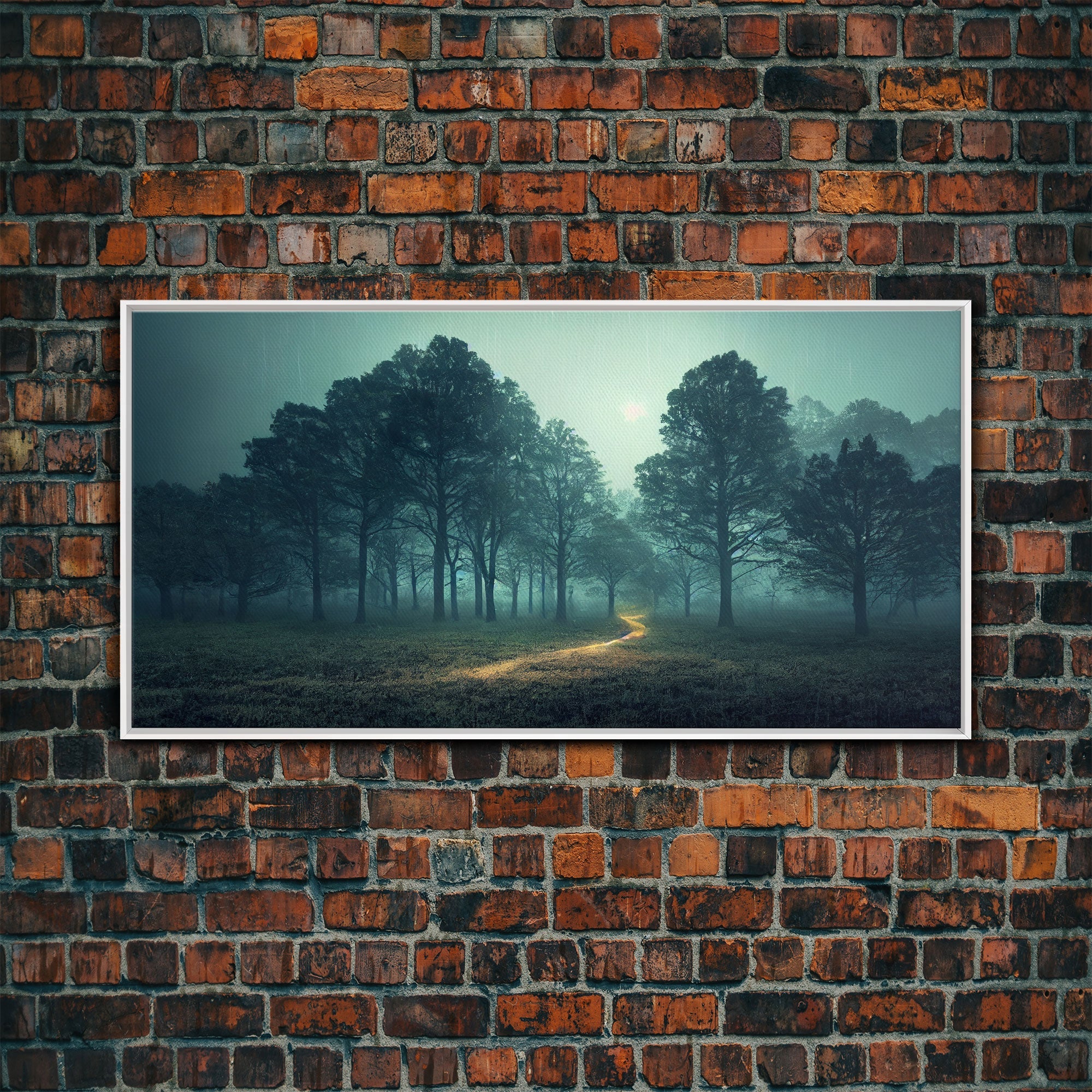 Gloomy Spooky Forest, ready to hang canvas print wall art, Lakehouse Cabin Wall Decor