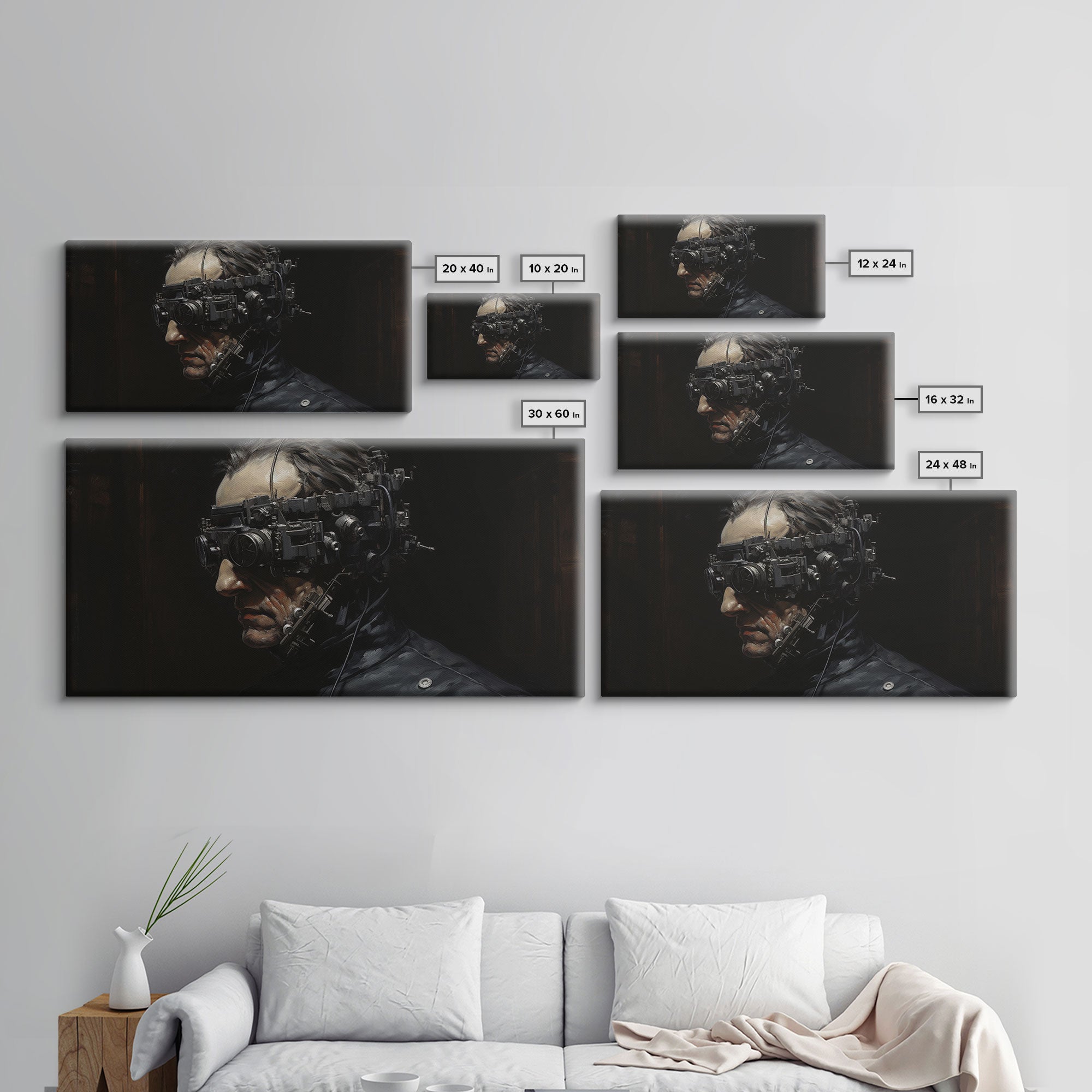 Victorian Steampunk Cyborg, Framed Canvas Print, Horror Prints, Halloween Wall Art, Halloween Themed Decor
