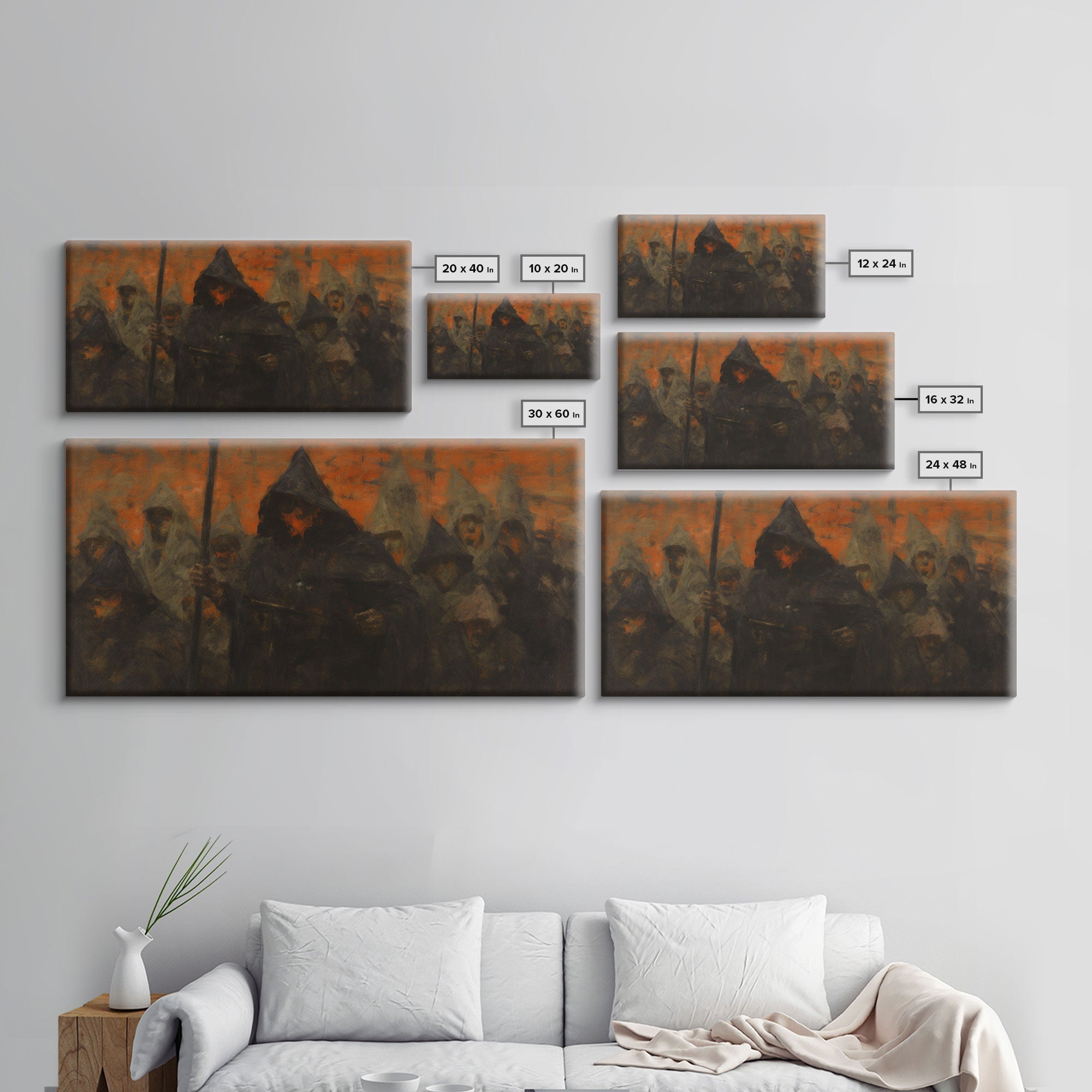 The Cult, Framed Canvas Print, Horror Prints, Halloween Art Print, Dark Academia, Spooky Halloween Art