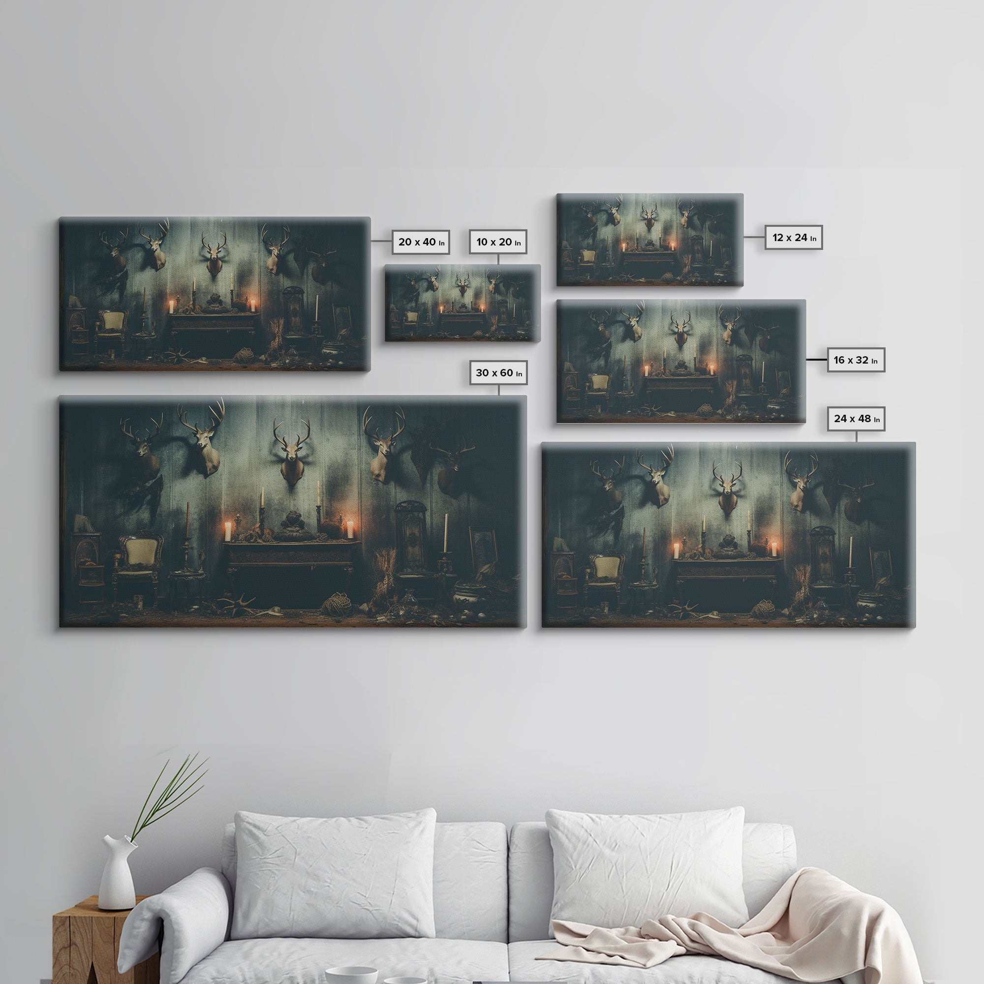 The Hunting Lodge - Framed Canvas Print - Creepy Halloween Decor - Halloween Art - Liminal Art - Found Footage