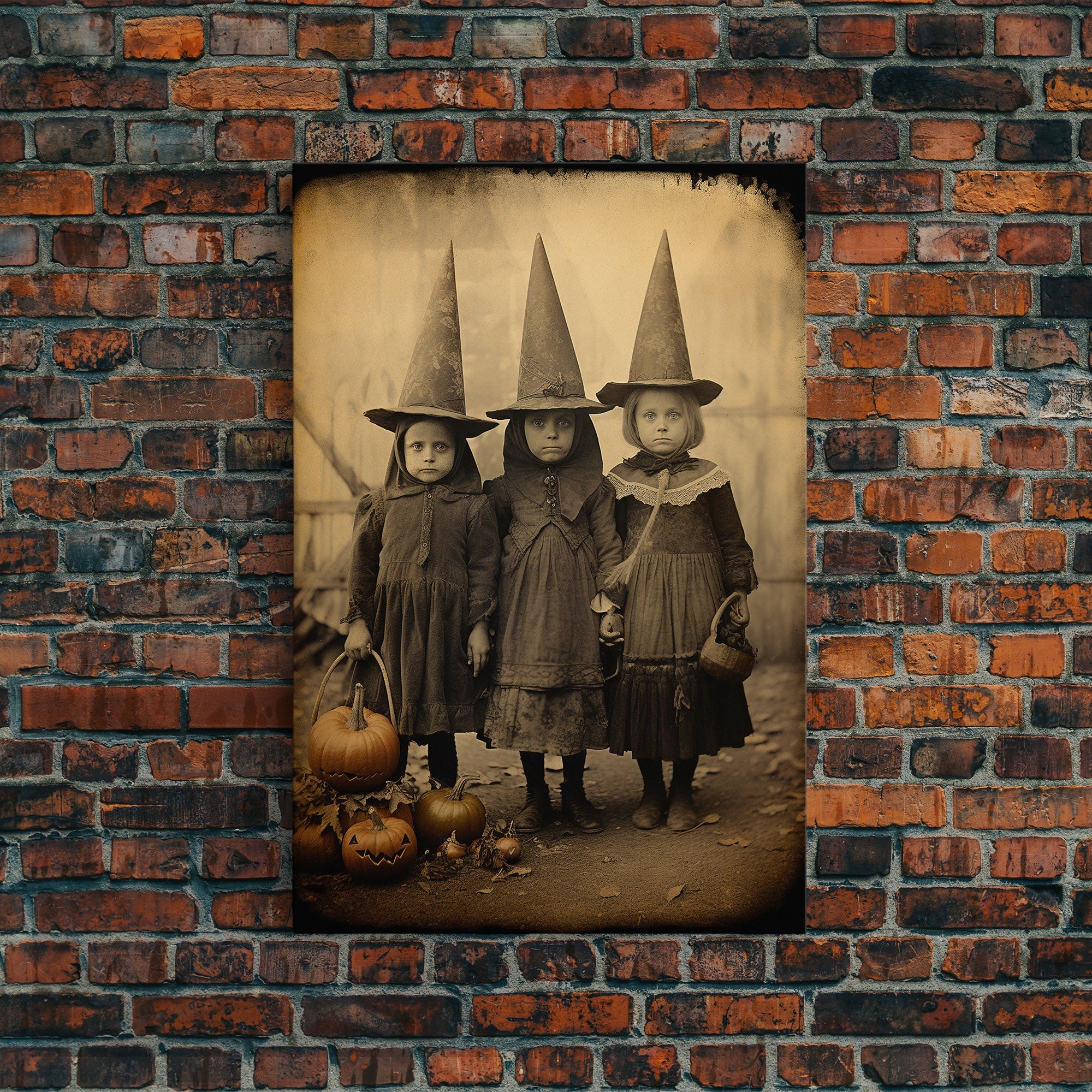 Witch Halloween, Spooky Art Print, Vintage Photograph, Black And White Art, Canvas Print, Wall Art, Vertical Print, Home Decor, Wall Decor
