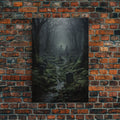 Haunted Cemetery, Macabre Halloween Art, Dark Arts, Framed Canvas Print, Graveyard At Midnight, Spooky Halloween Art