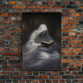 He's really into that book man, why is that ghost reading? Spooky Victorian Halloween Oil Painting Canvas Print, Halloween Decorations