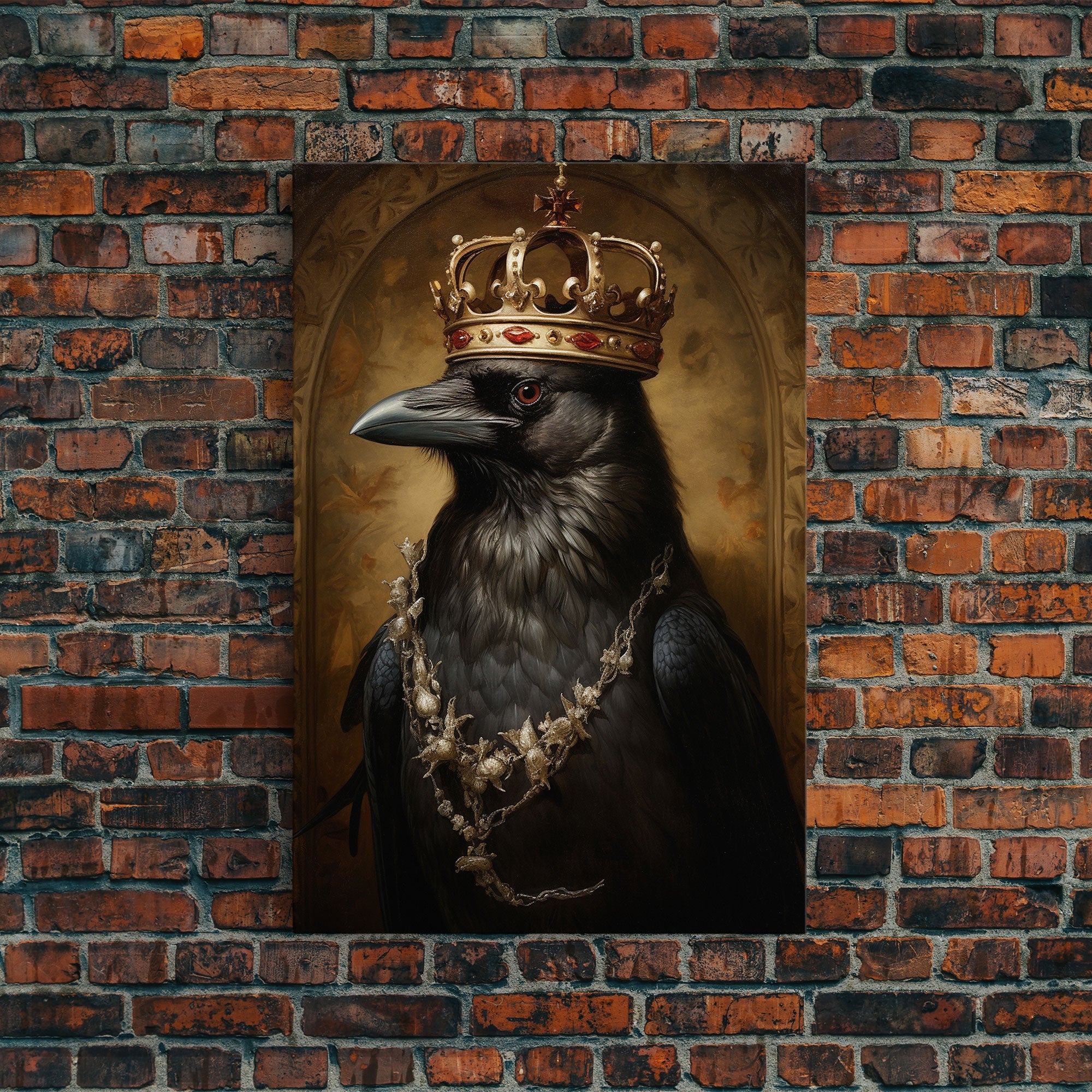 King Crow Print, Vintage Canvas, Art Canvas Print, Dark Academia, Gothic Victorian Crow, Cool Halloween Decorations, Framed Canvas Print