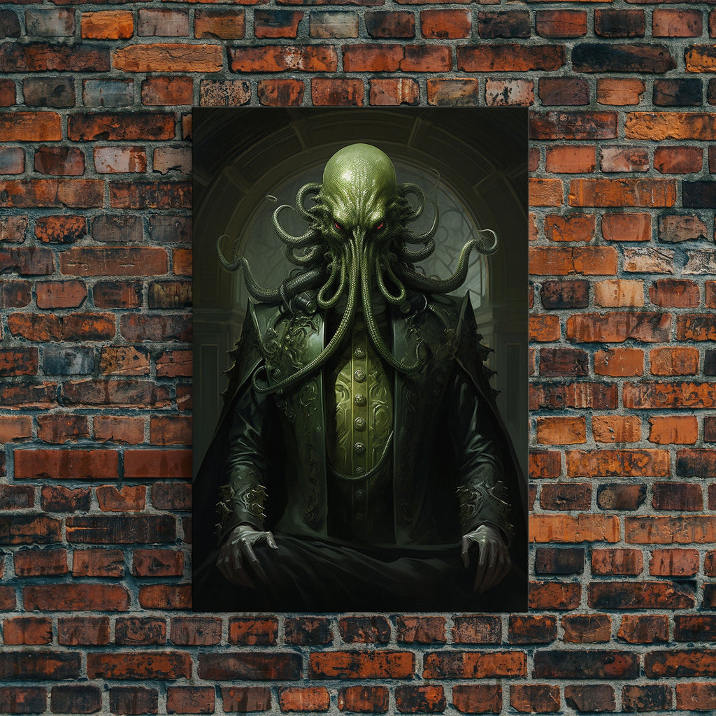 Le démon Cthulhu, Art gothique, Impression sur toile encadrée, Décoration d'Halloween, Le gentleman Cthulhu, Art gothique, Décoration d'Halloween démoniaque