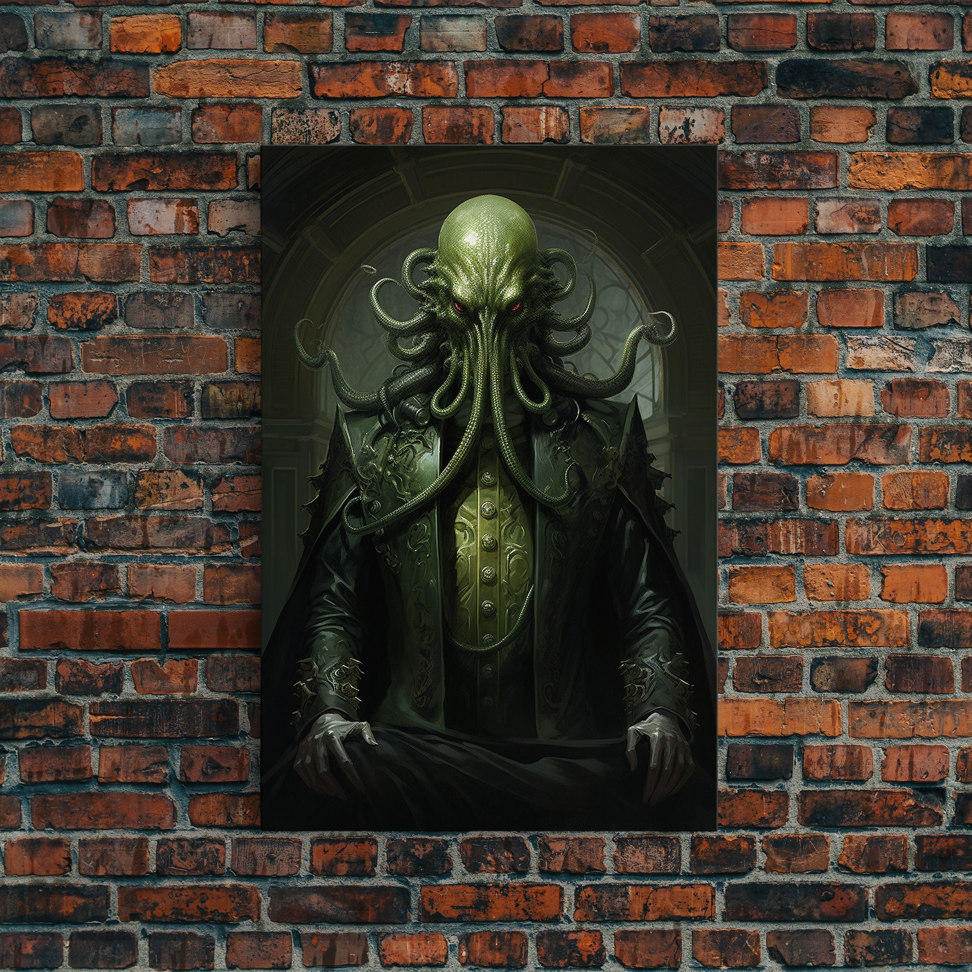 Le démon Cthulhu, Art gothique, Impression sur toile encadrée, Décoration d'Halloween, Le gentleman Cthulhu, Art gothique, Décoration d'Halloween démoniaque