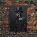 The Dapper Gentleman Skeleton, Spooky Halloween Wall Art, Canvas Print, Framed Halloween Canvas Print, Dark Academia, Goth Art