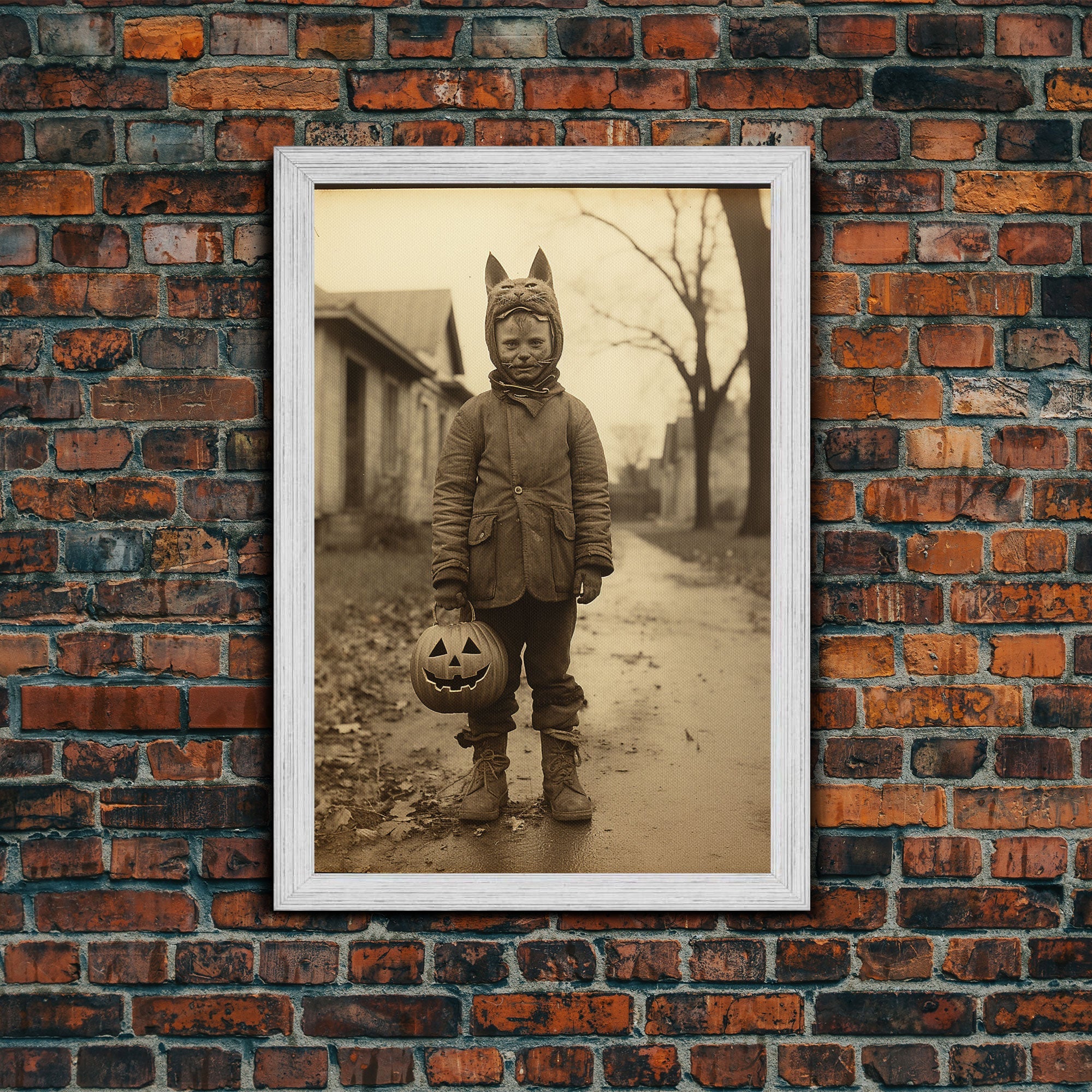 Halloween Wall Art, Vintage Photograph, Black And White Art, Spooky Art Canvas Print, Wall Art, Vertical Print, Home Decor, Wall Decor