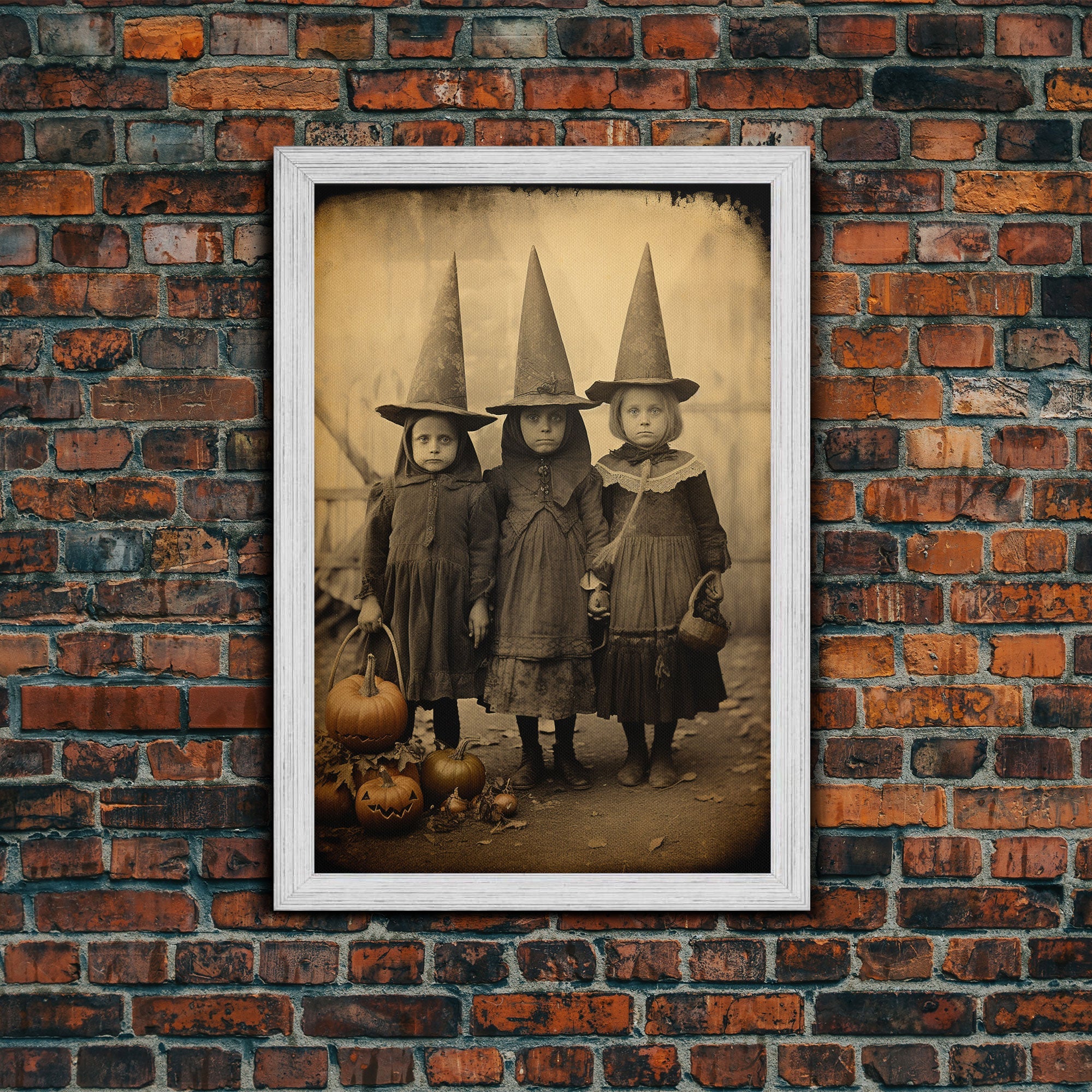 Witch Halloween, Spooky Art Print, Vintage Photograph, Black And White Art, Canvas Print, Wall Art, Vertical Print, Home Decor, Wall Decor