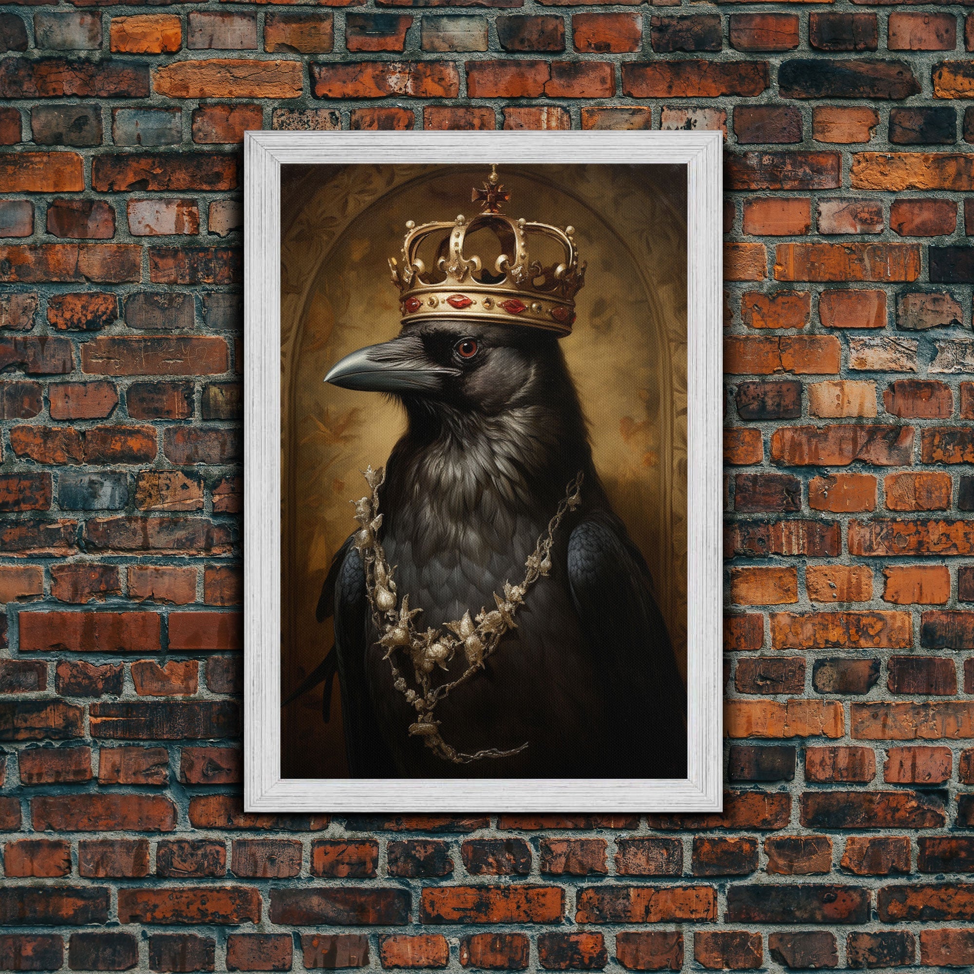 King Crow Print, Vintage Canvas, Art Canvas Print, Dark Academia, Gothic Victorian Crow, Cool Halloween Decorations, Framed Canvas Print