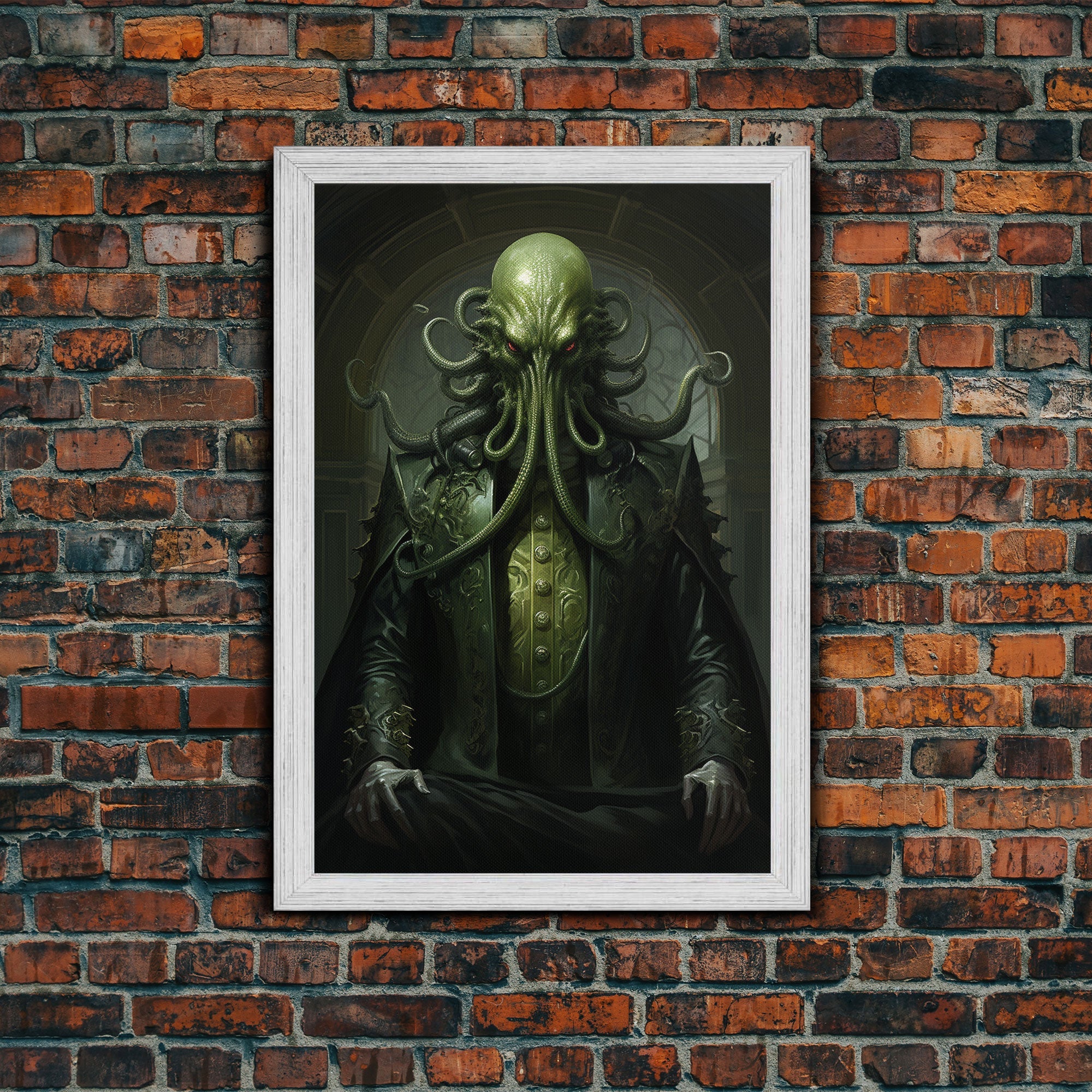 Le démon Cthulhu, Art gothique, Impression sur toile encadrée, Décoration d'Halloween, Le gentleman Cthulhu, Art gothique, Décoration d'Halloween démoniaque