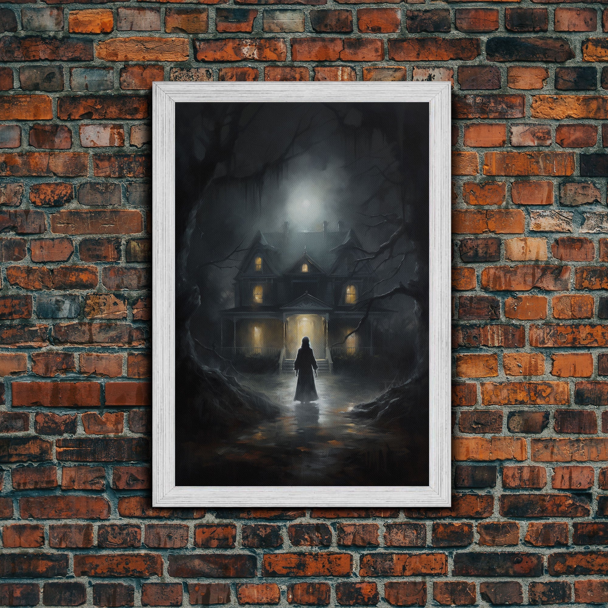 The Haunting, Goth Wall Art, Goth Art, Framed Canvas Print, Halloween Decor, Goth Art Print, Victorian Halloween Decoration
