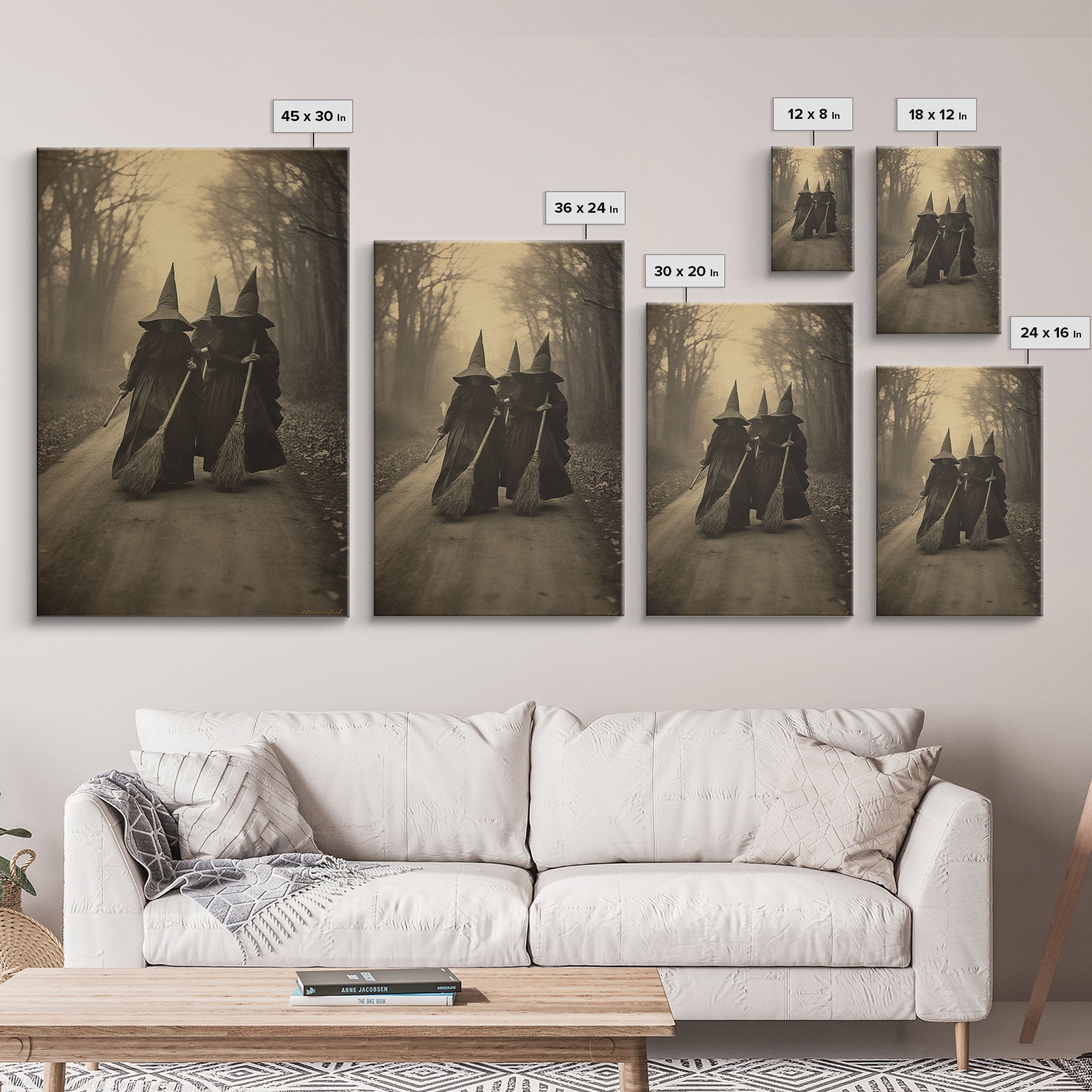 Black And White Art, Witch Wall Decor, Horror Art Print, Gothic Wall Art, Canvas Print, Wall Art, Vertical Print, Home Decor, Wall Decor
