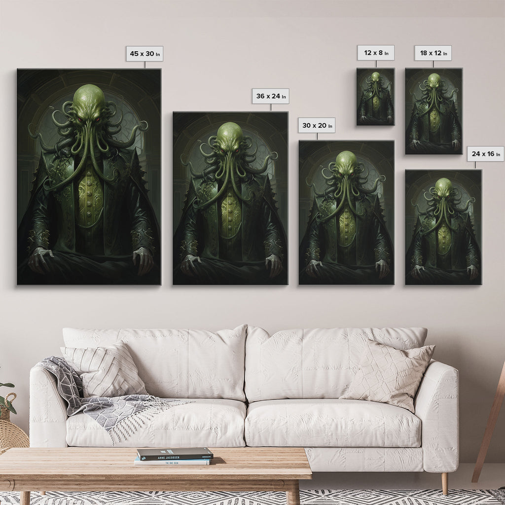 Le démon Cthulhu, Art gothique, Impression sur toile encadrée, Décoration d'Halloween, Le gentleman Cthulhu, Art gothique, Décoration d'Halloween démoniaque