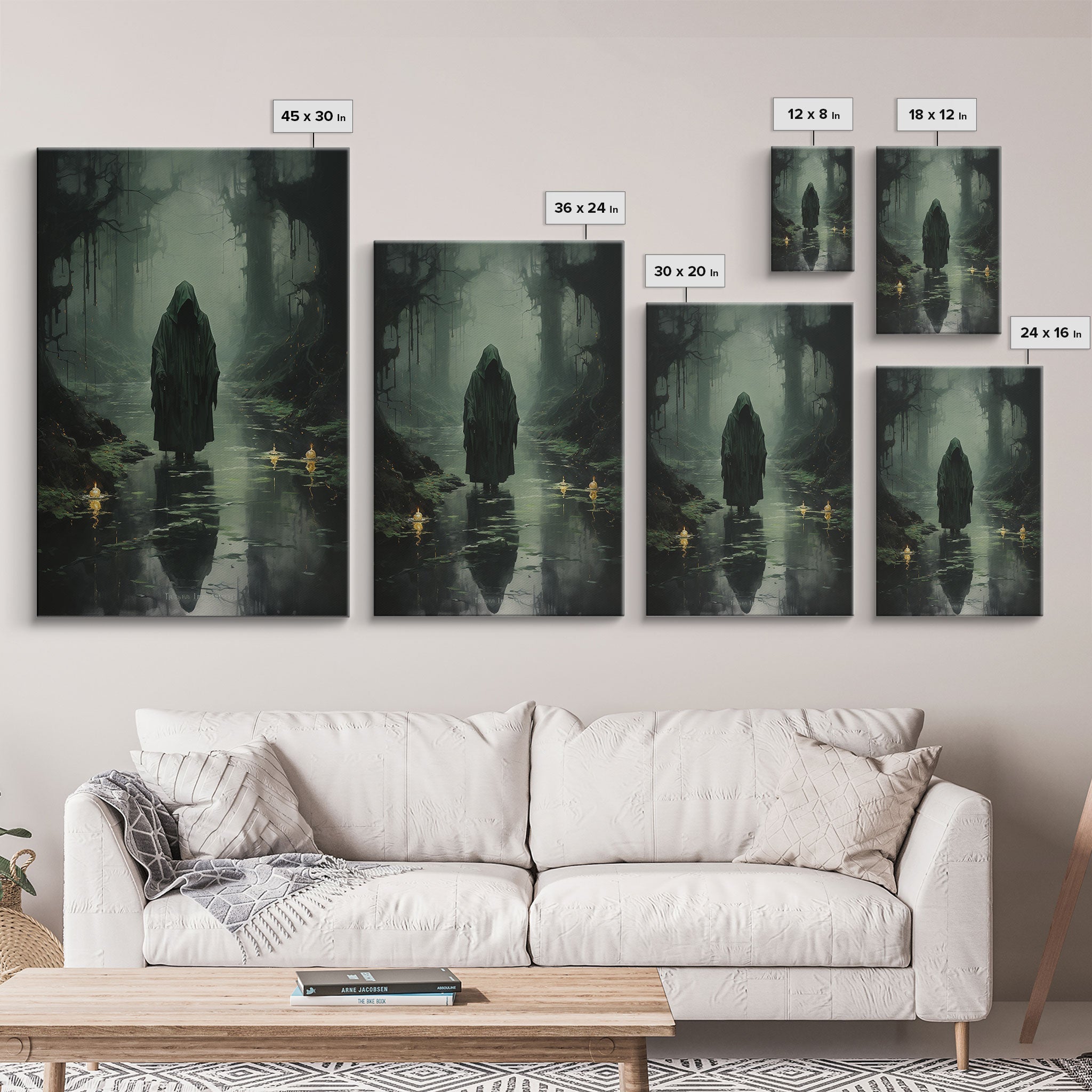 Witch Wall Decor, Horror Art Print, Creepy Wall Decor, Canvas Print, Wall Hanging, Portrait Art, Above Couch Wall Art, College Dorm Decor