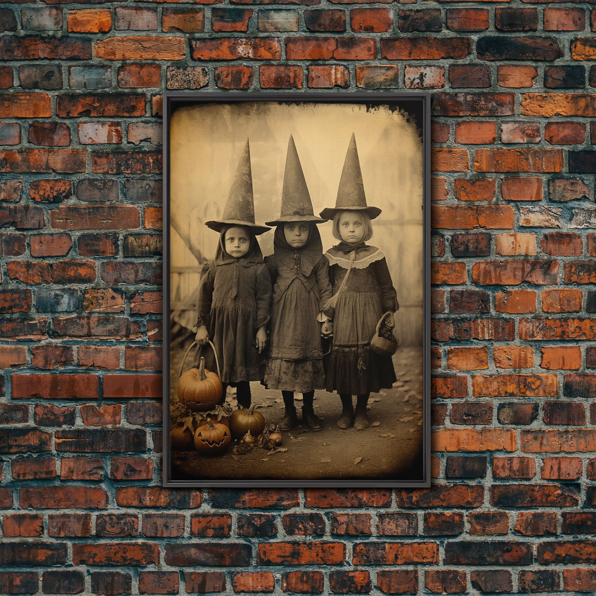 Witch Halloween, Spooky Art Print, Vintage Photograph, Black And White Art, Canvas Print, Wall Art, Vertical Print, Home Decor, Wall Decor