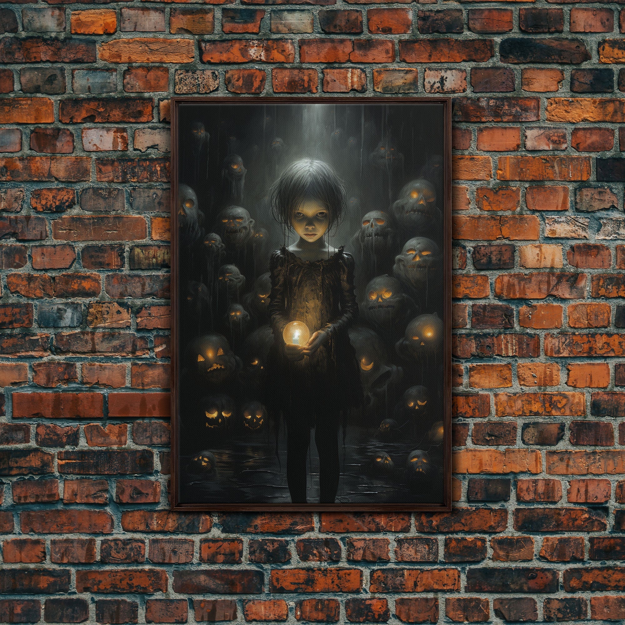 The Witch And The Well Of Souls, Haunted Halloween Art, Halloween Canvas, Framed Canvas Print, Witch Wall Decor, Witchcraft Wall Art