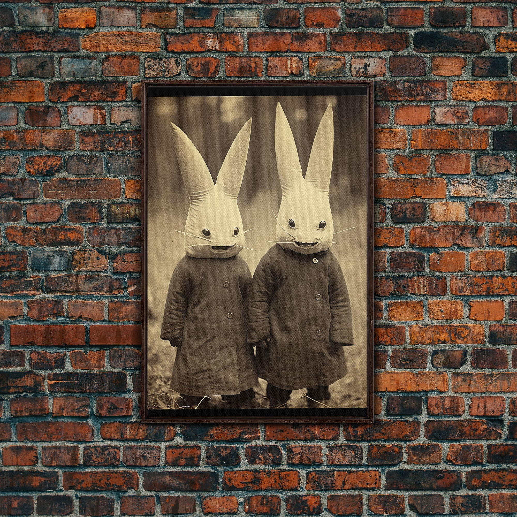 The Bunny Boys, Spooky Halloween Art, Scary Wall Decor, Spooky / Creepy Halloween Decor, Thought Provoking Haunted Art