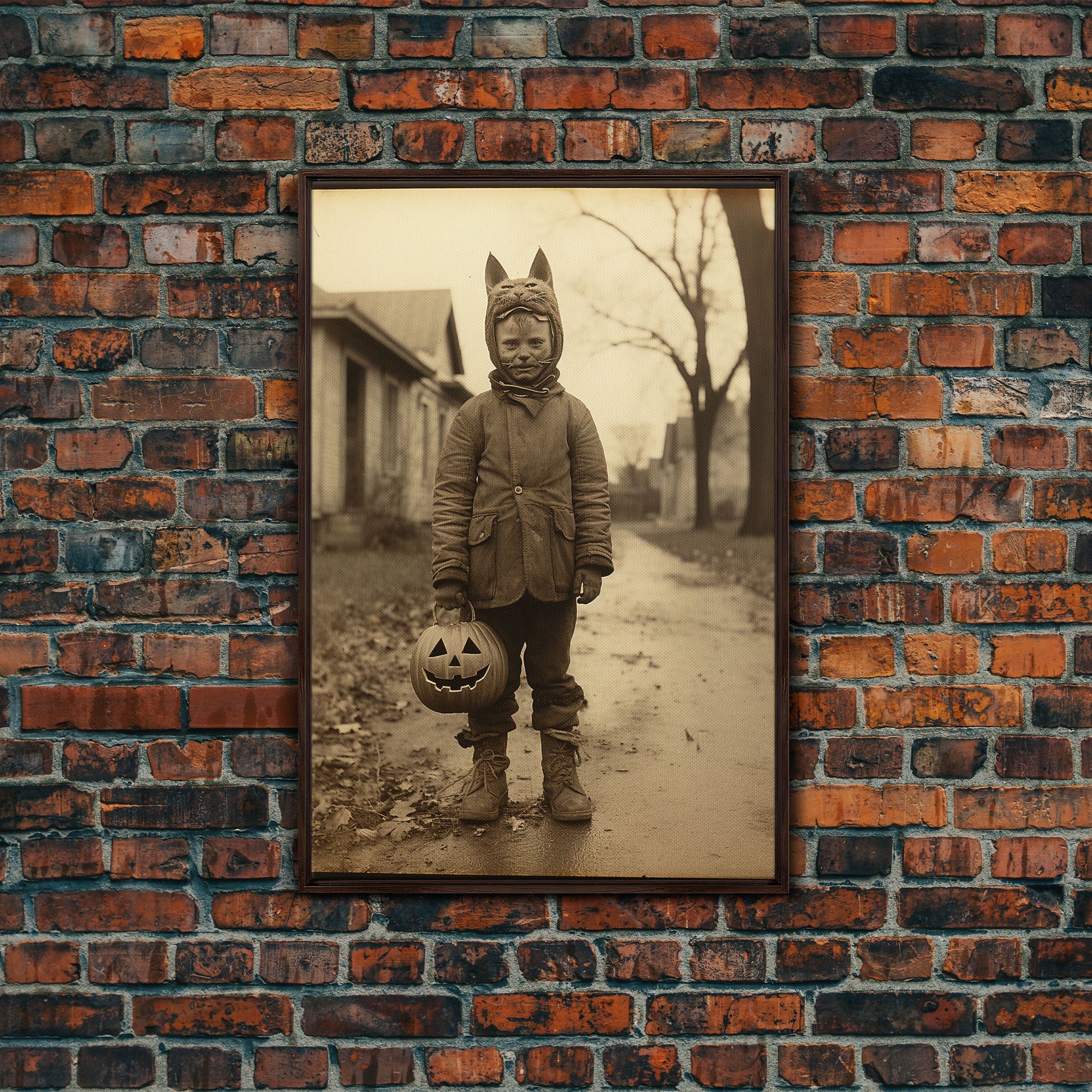 Halloween Wall Art, Vintage Photograph, Black And White Art, Spooky Art Canvas Print, Wall Art, Vertical Print, Home Decor, Wall Decor
