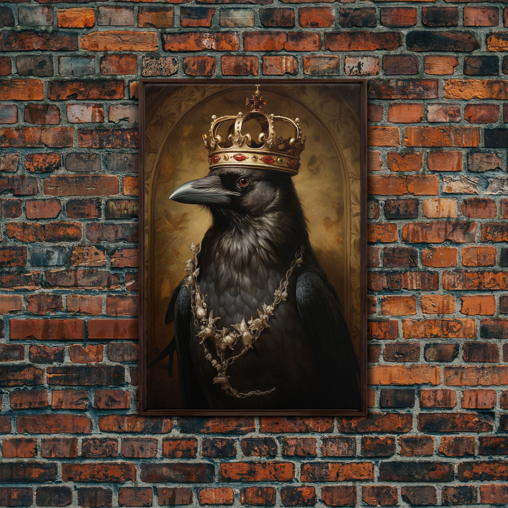 King Crow Print, Vintage Canvas, Art Canvas Print, Dark Academia, Gothic Victorian Crow, Cool Halloween Decorations, Framed Canvas Print