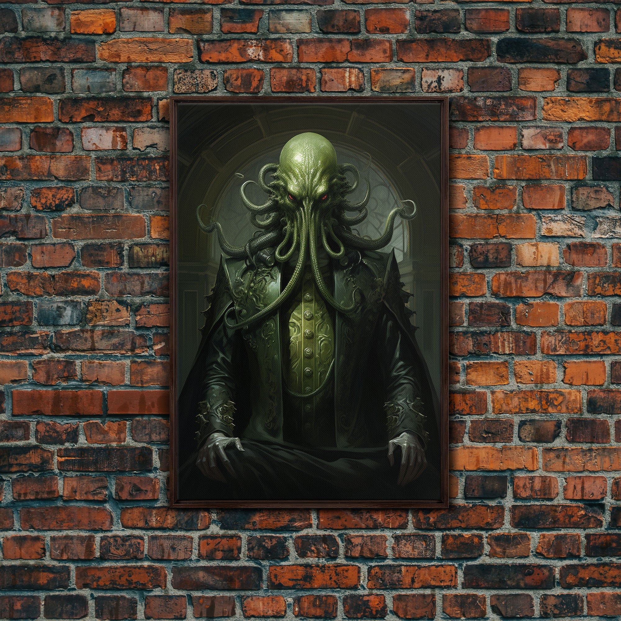 Le démon Cthulhu, Art gothique, Impression sur toile encadrée, Décoration d'Halloween, Le gentleman Cthulhu, Art gothique, Décoration d'Halloween démoniaque