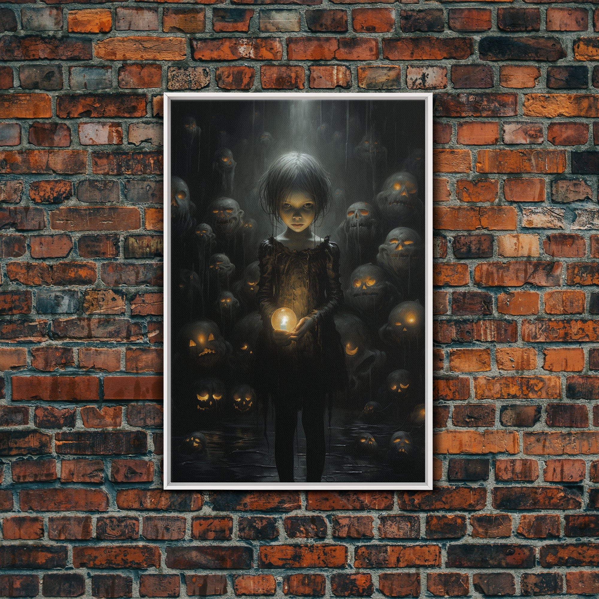 The Witch And The Well Of Souls, Haunted Halloween Art, Halloween Canvas, Framed Canvas Print, Witch Wall Decor, Witchcraft Wall Art