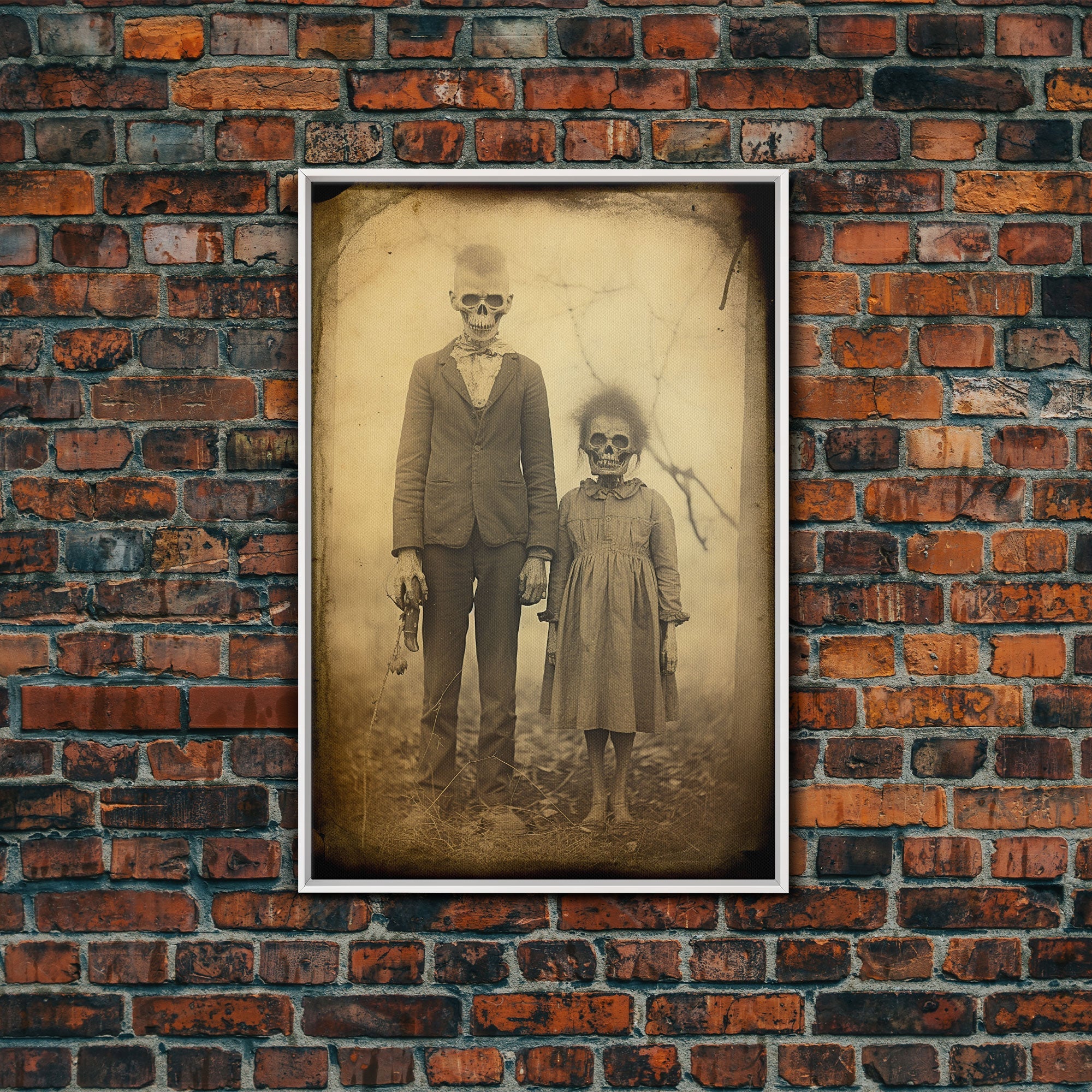 Skeleton Wall Art, Dark Art, Horror Decor, Weird Art Print, Creepy Wall Art, Canvas Print, Wall Art, Vertical Print, Home Decor, Wall Decor