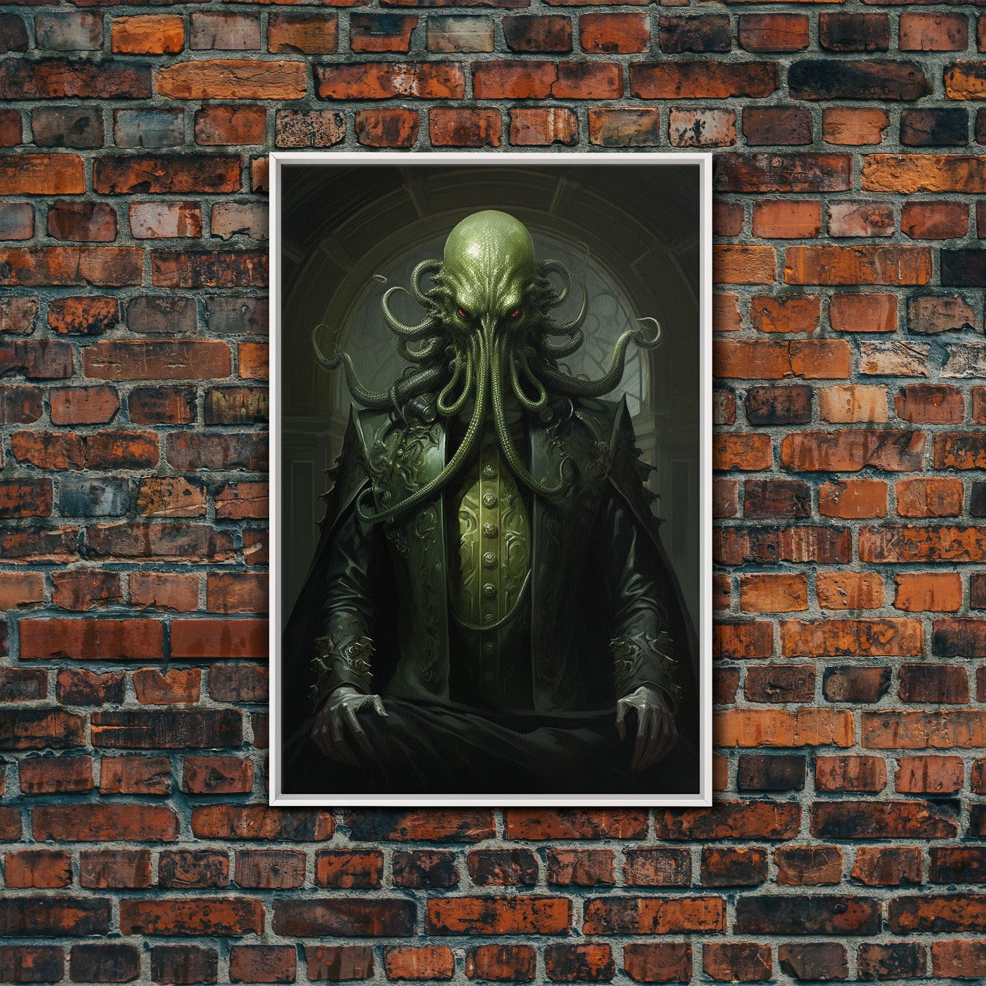 Le démon Cthulhu, Art gothique, Impression sur toile encadrée, Décoration d'Halloween, Le gentleman Cthulhu, Art gothique, Décoration d'Halloween démoniaque